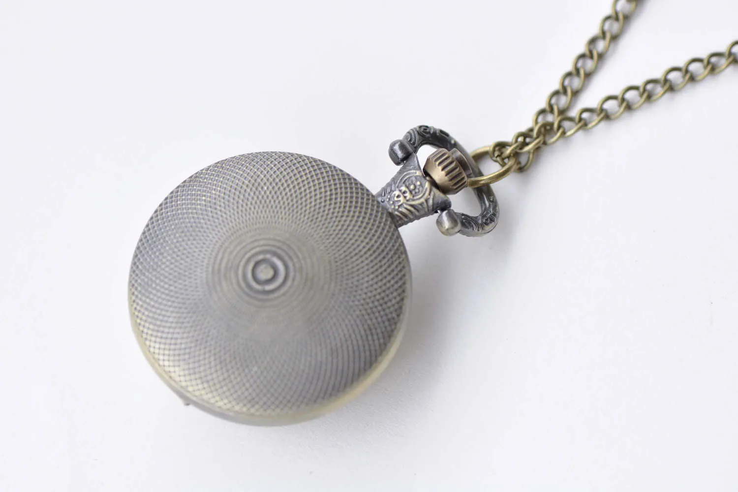 1 PC Antique Bronze Faceted Glass Cover Pocket Watch Necklace