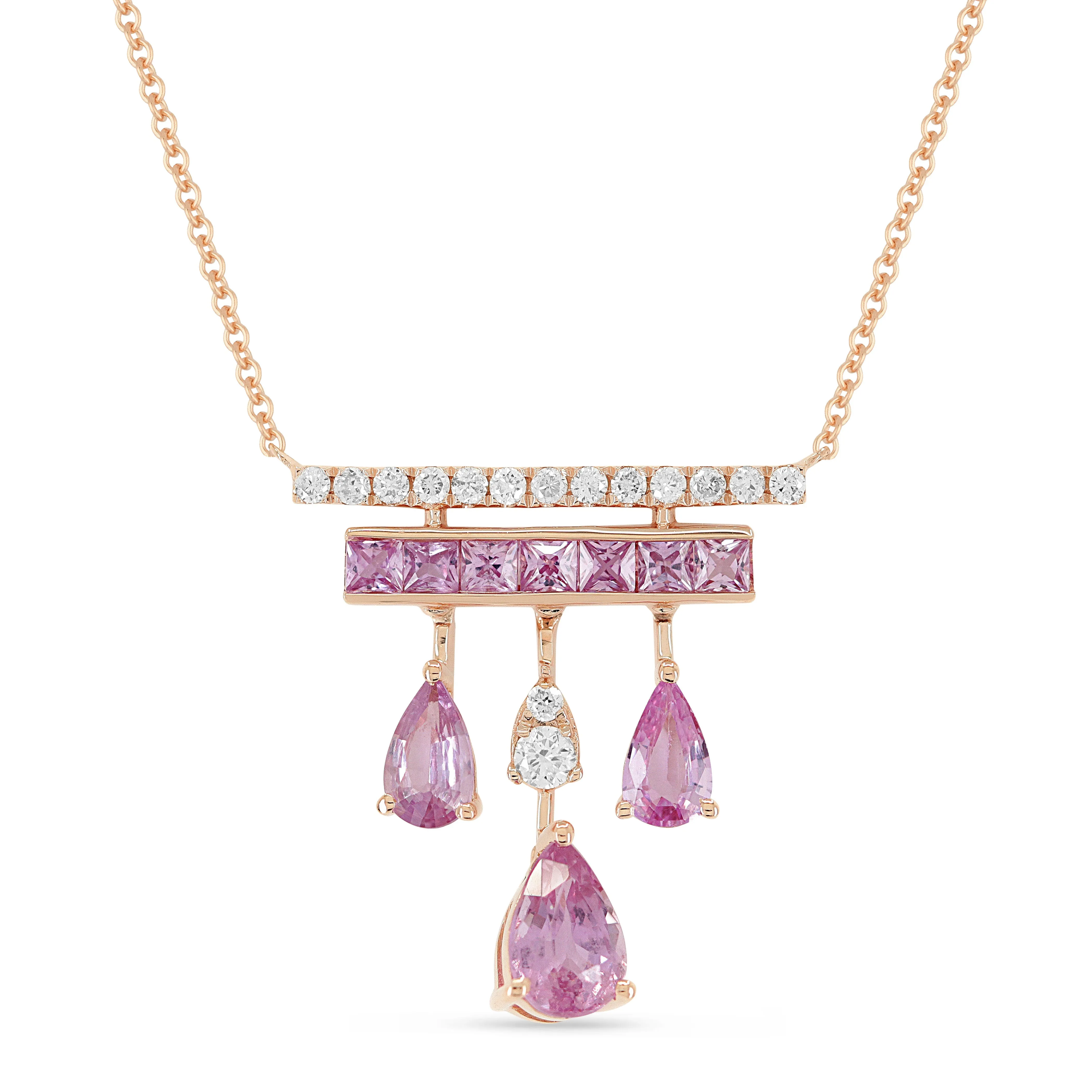 1.35Ct Pink Sapphire 18"necklacein 14K Rose Gold