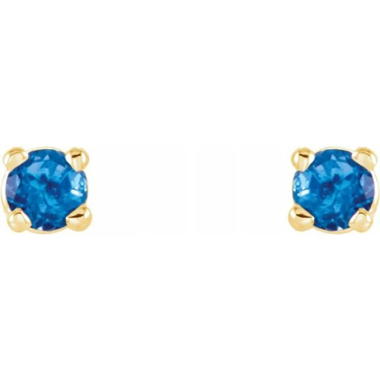 14K Yellow 2.5 mm Natural Swiss Blue Topaz Stud Earrings with Friction Post