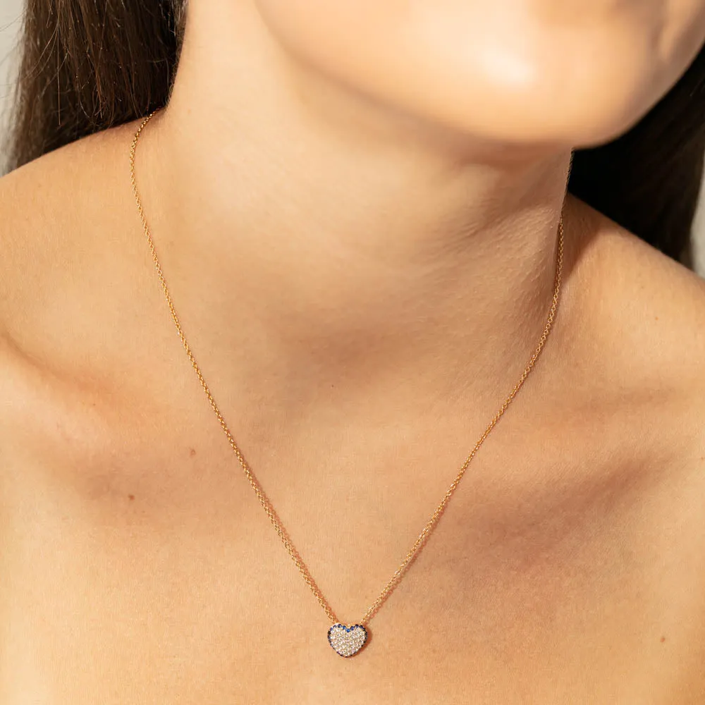 18ct Yellow Gold Sapphire & Diamond Corazon Pendant