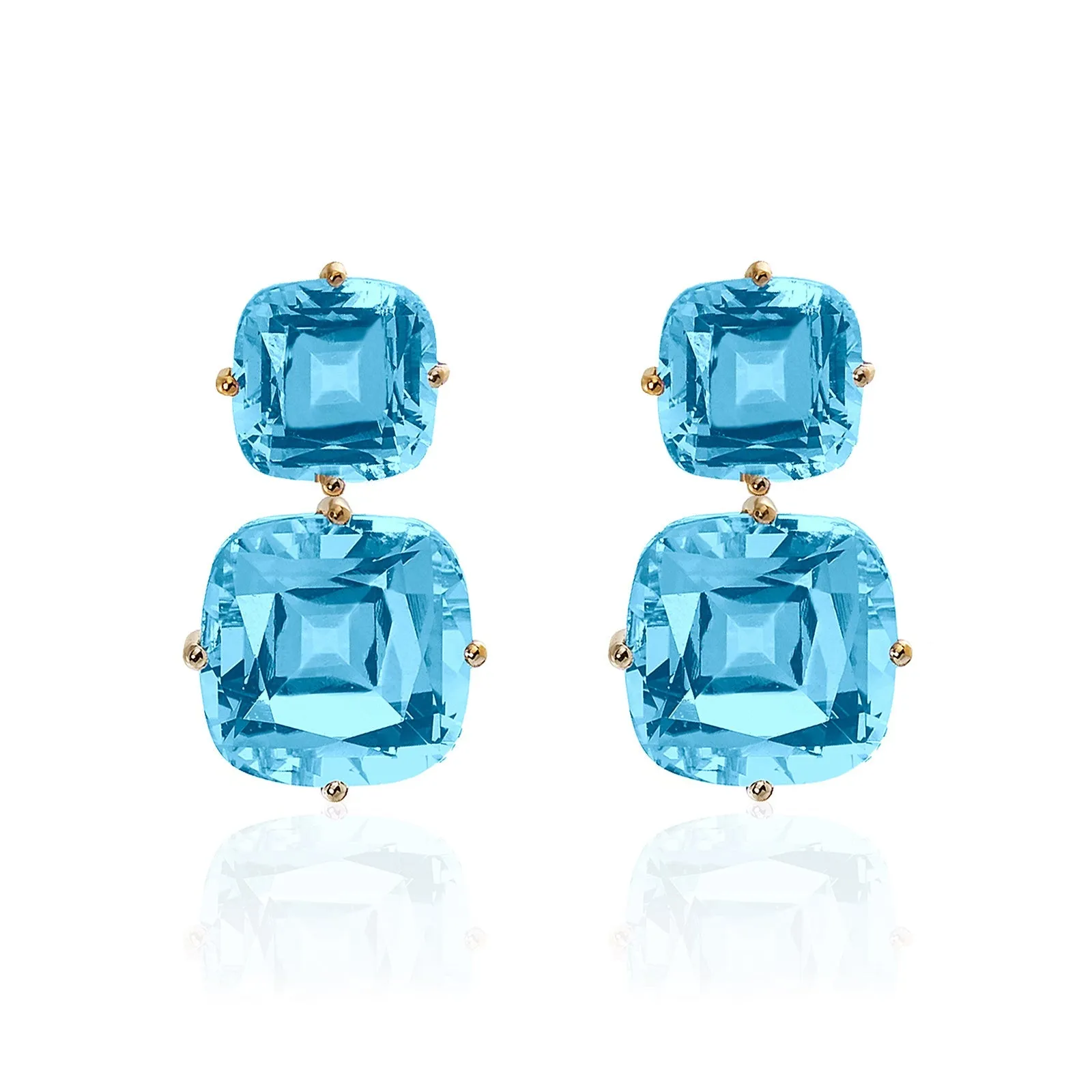 2 Tier Blue Topaz Earrings