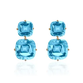 2 Tier Blue Topaz Earrings