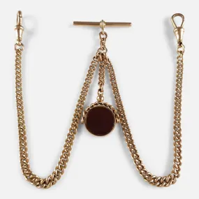 9ct Gold Double Albert Watch Chain with Fob