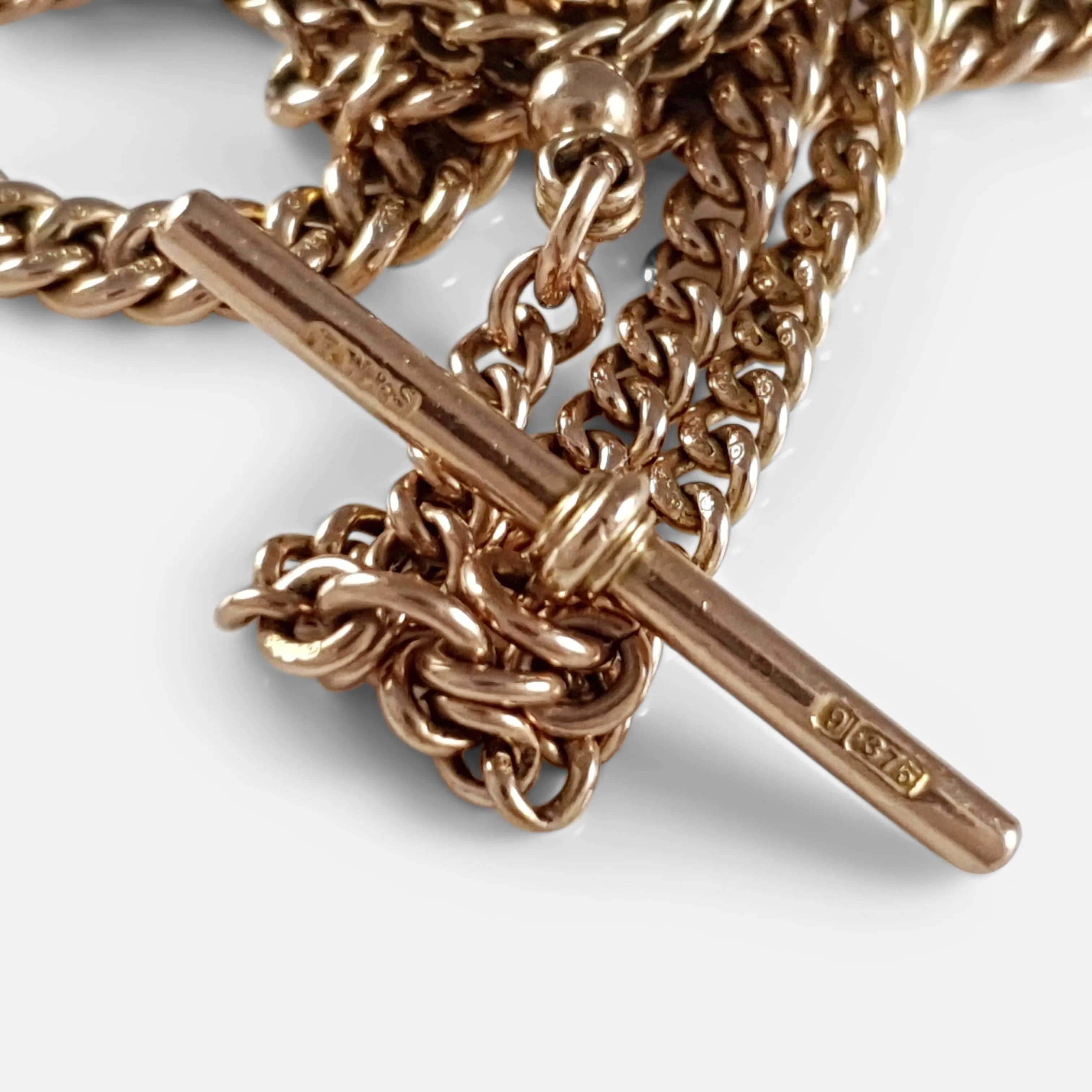 9ct Gold Double Albert Watch Chain with Fob