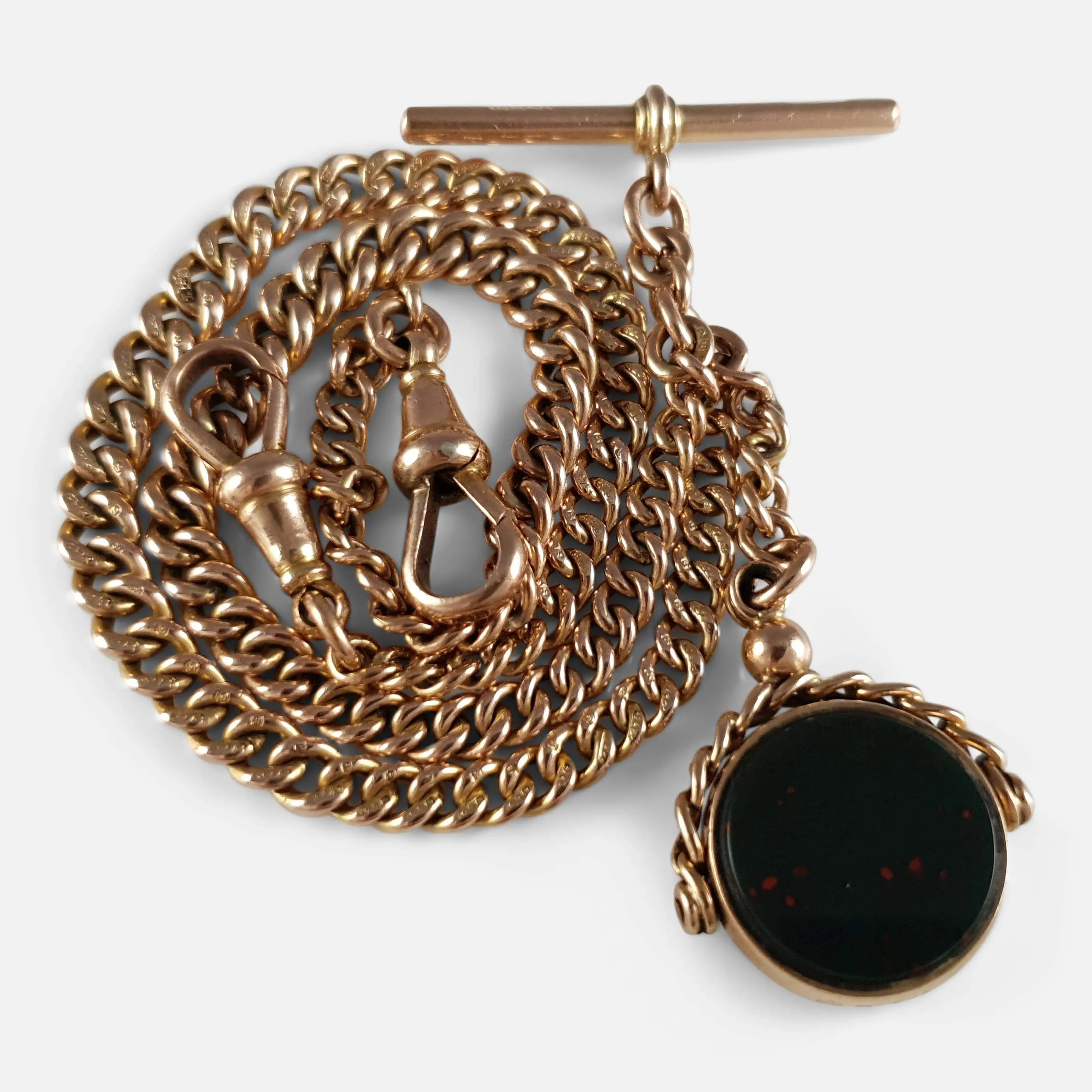 9ct Gold Double Albert Watch Chain with Fob
