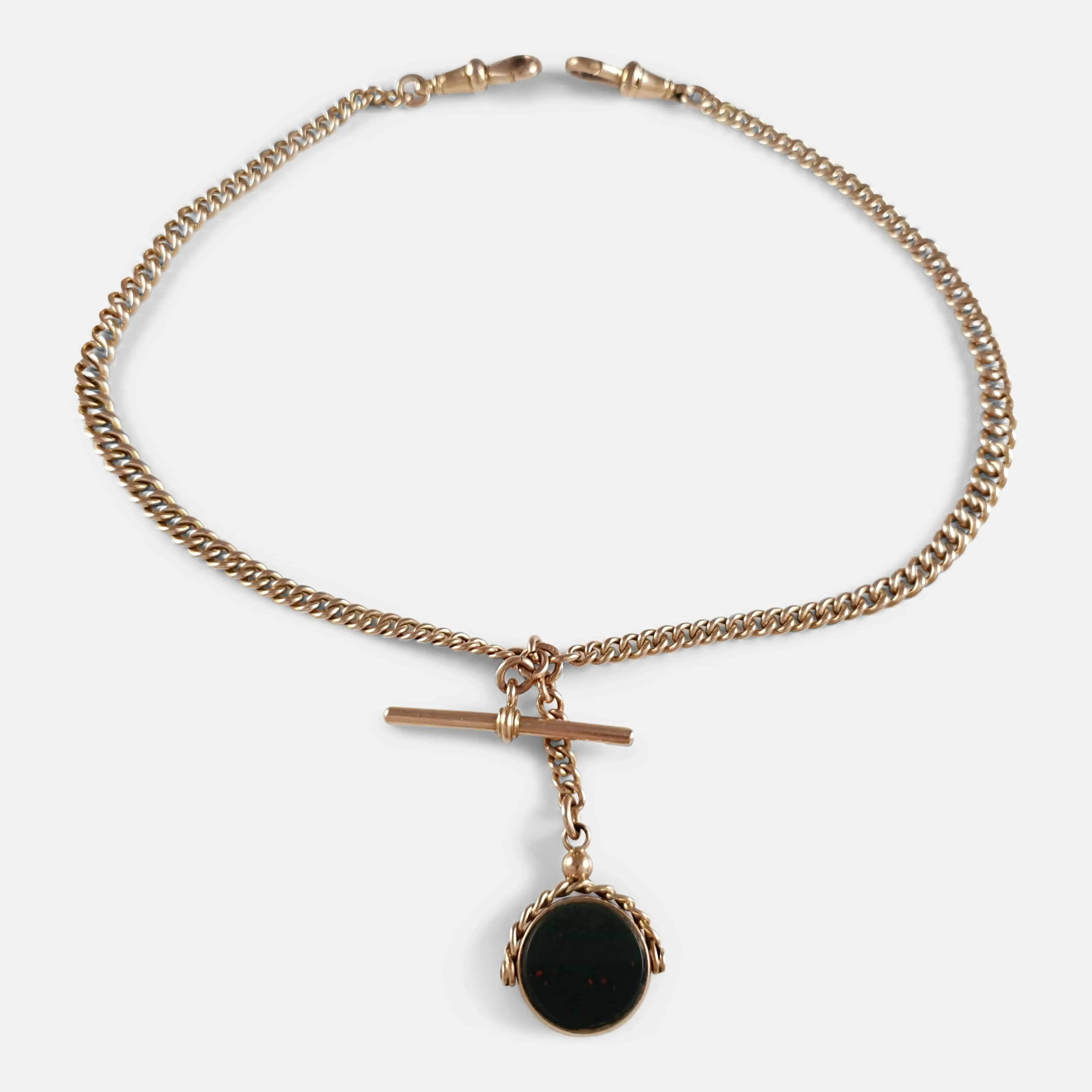 9ct Gold Double Albert Watch Chain with Fob