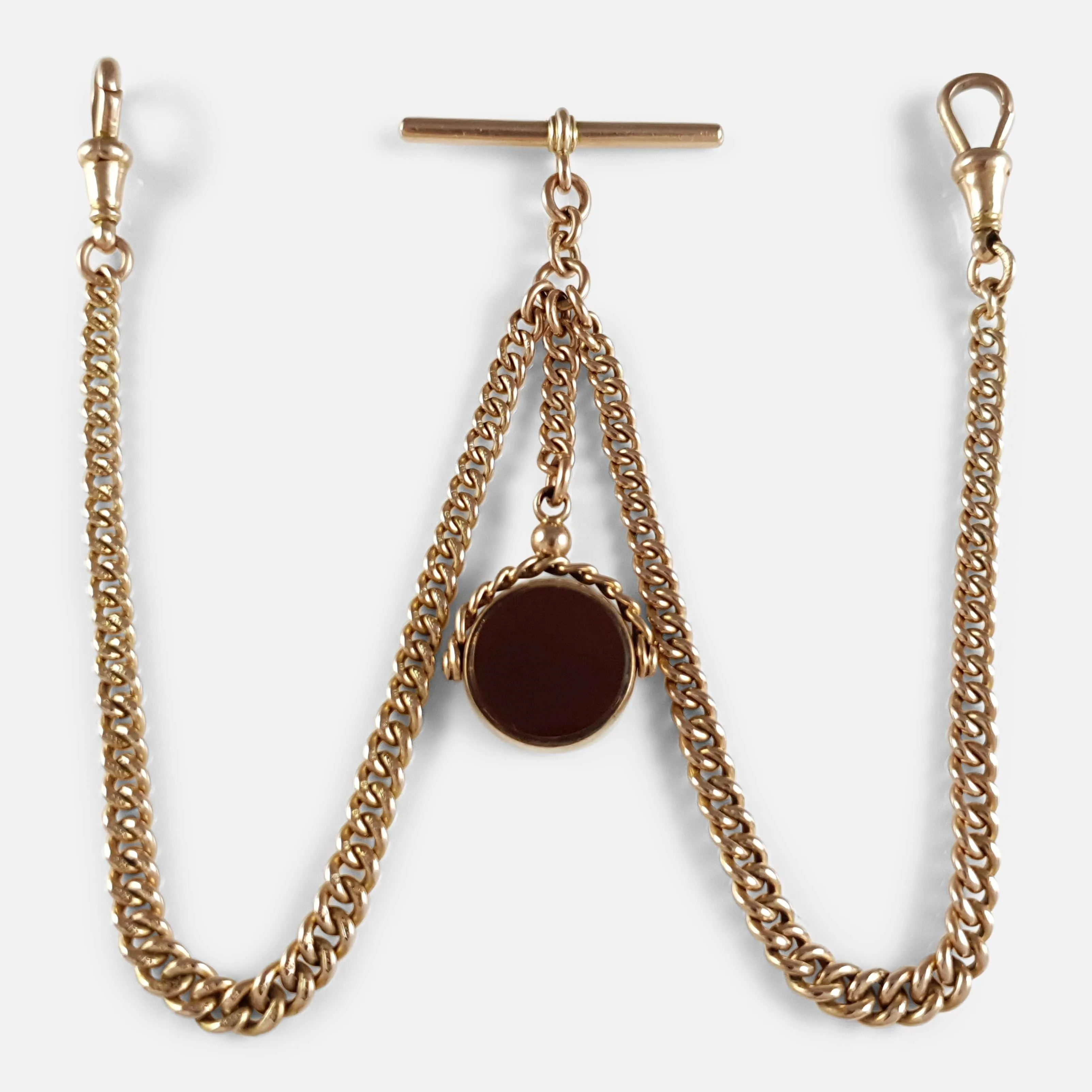 9ct Gold Double Albert Watch Chain with Fob