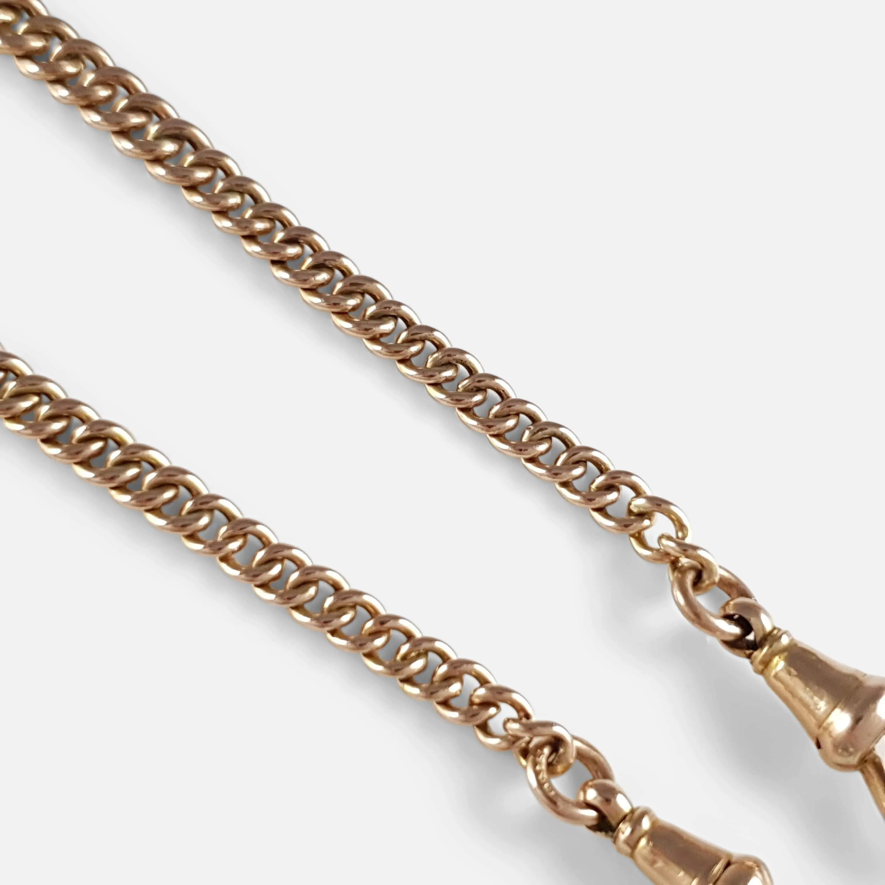9ct Gold Double Albert Watch Chain with Fob