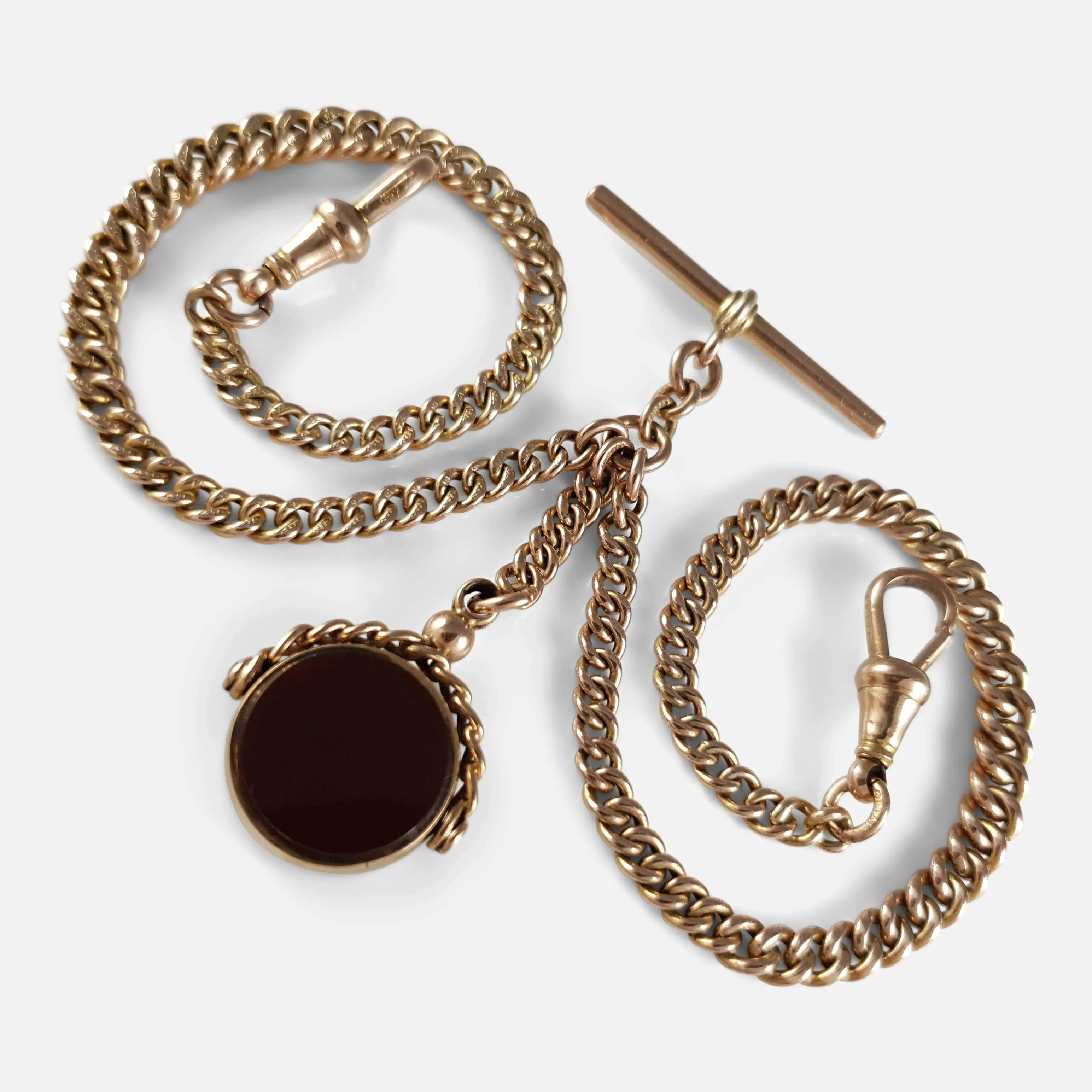 9ct Gold Double Albert Watch Chain with Fob