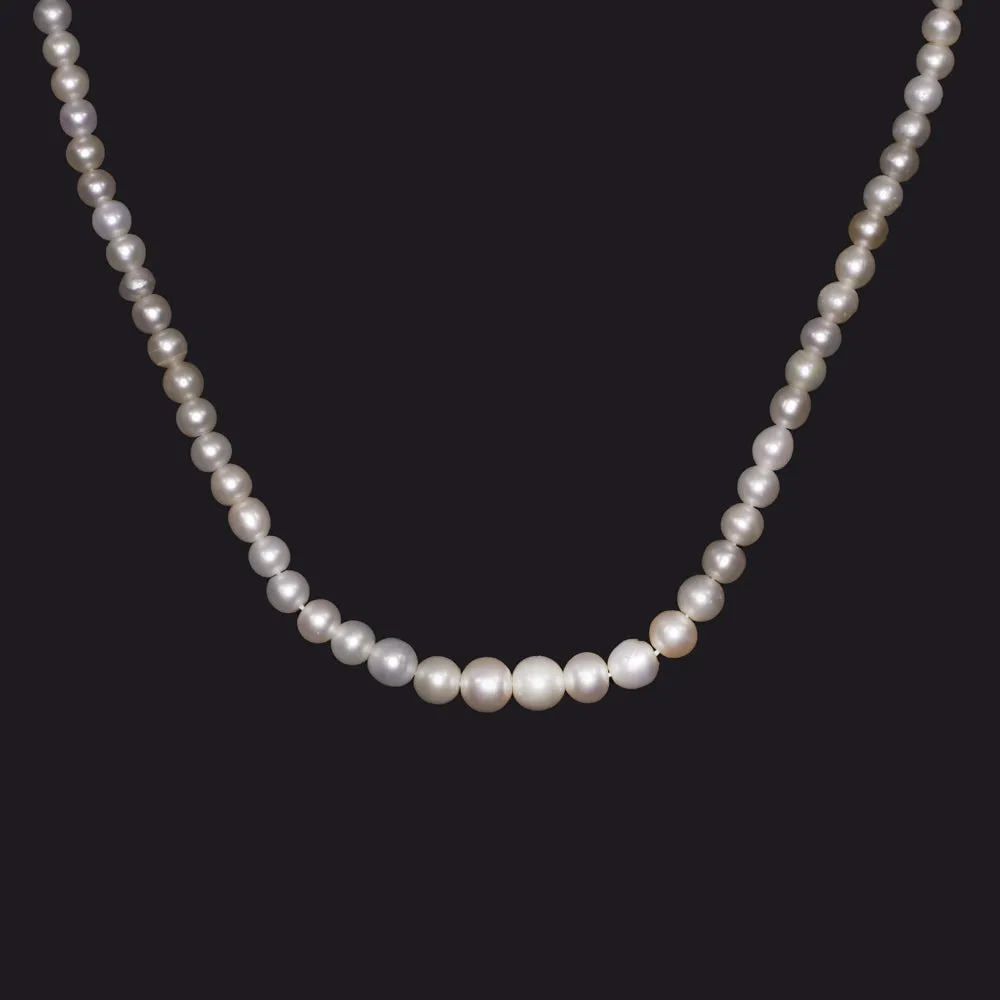 ANTIQUE SALTWATER AKOYA PEARL NECKLACE SAPPHIRE DIAMOND GRADUATED ART NOUVEAU