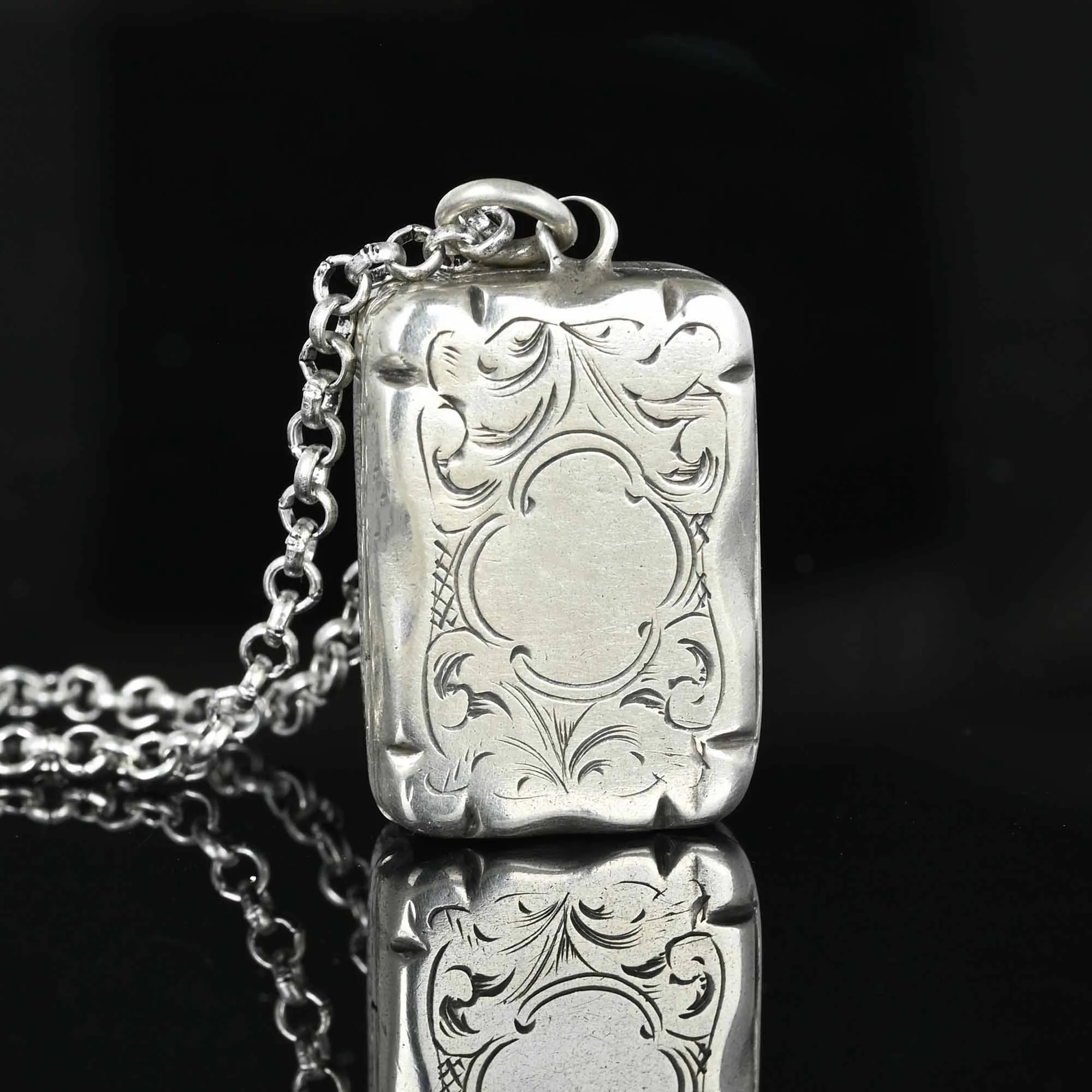 Antique Victorian Silver Vinaigrette Pendant, C 1854