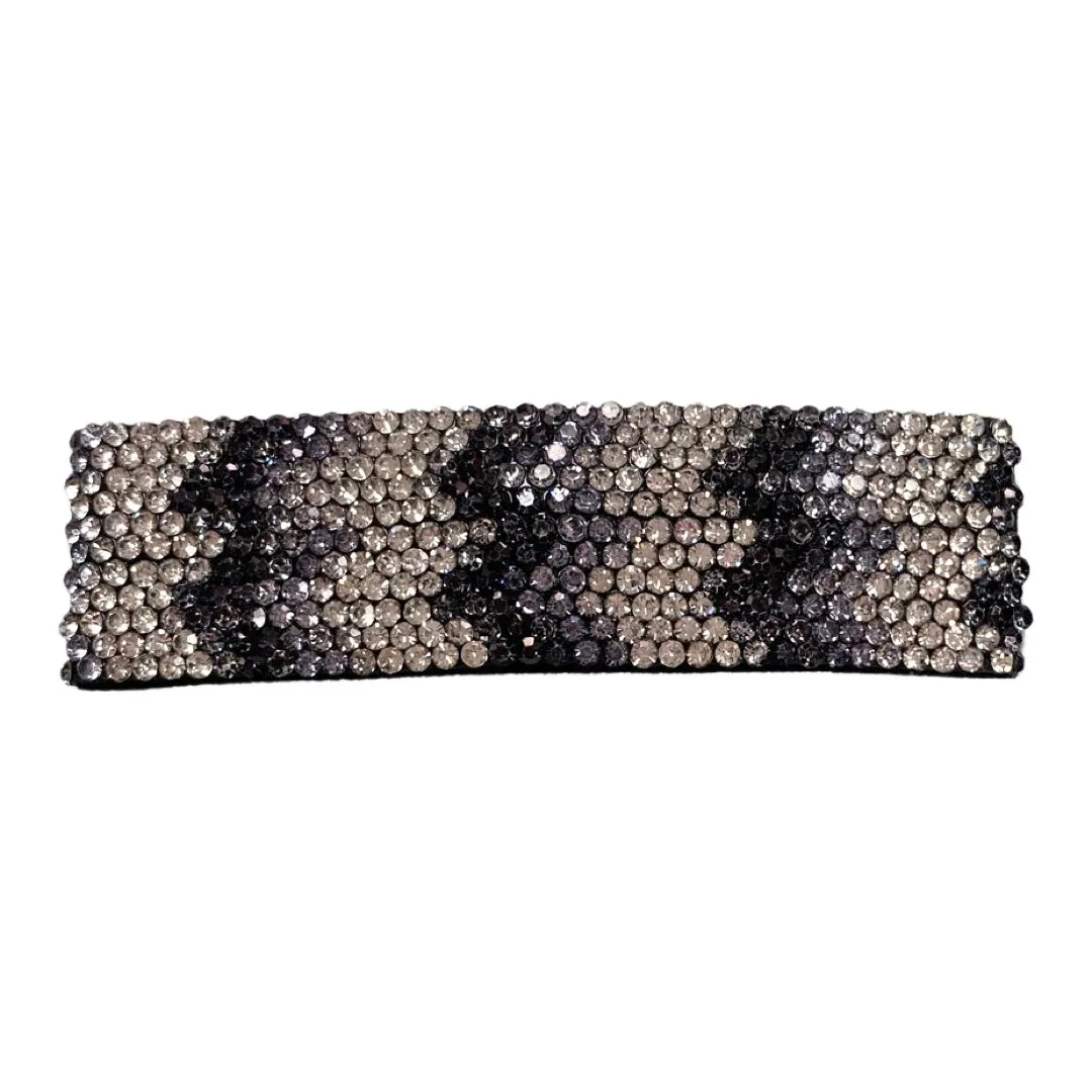 Bari Lynn Fully Crystallized Swarovski Crystal Zig Zag Snap Clip - Black / Grey