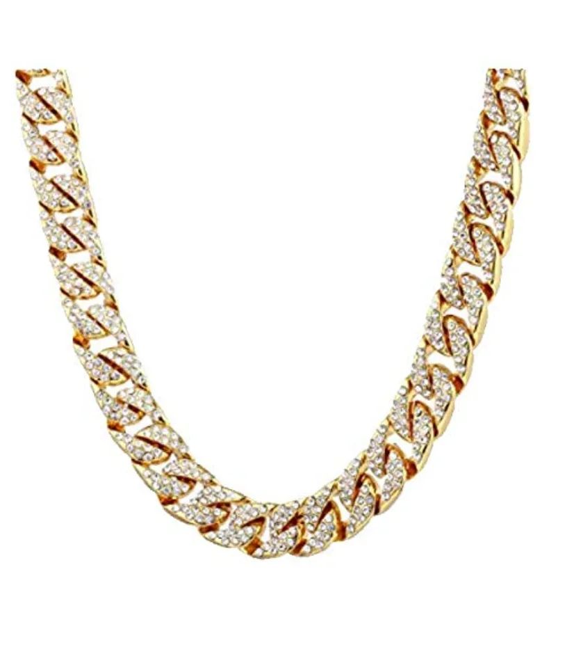 Blue Face Watch Gold Color Simulated Diamond Cuban Link Necklace Bracelet Set Tennis Chain Watch Earring Bundle
