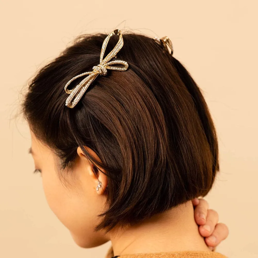 Crystal Bow Barrette Clip