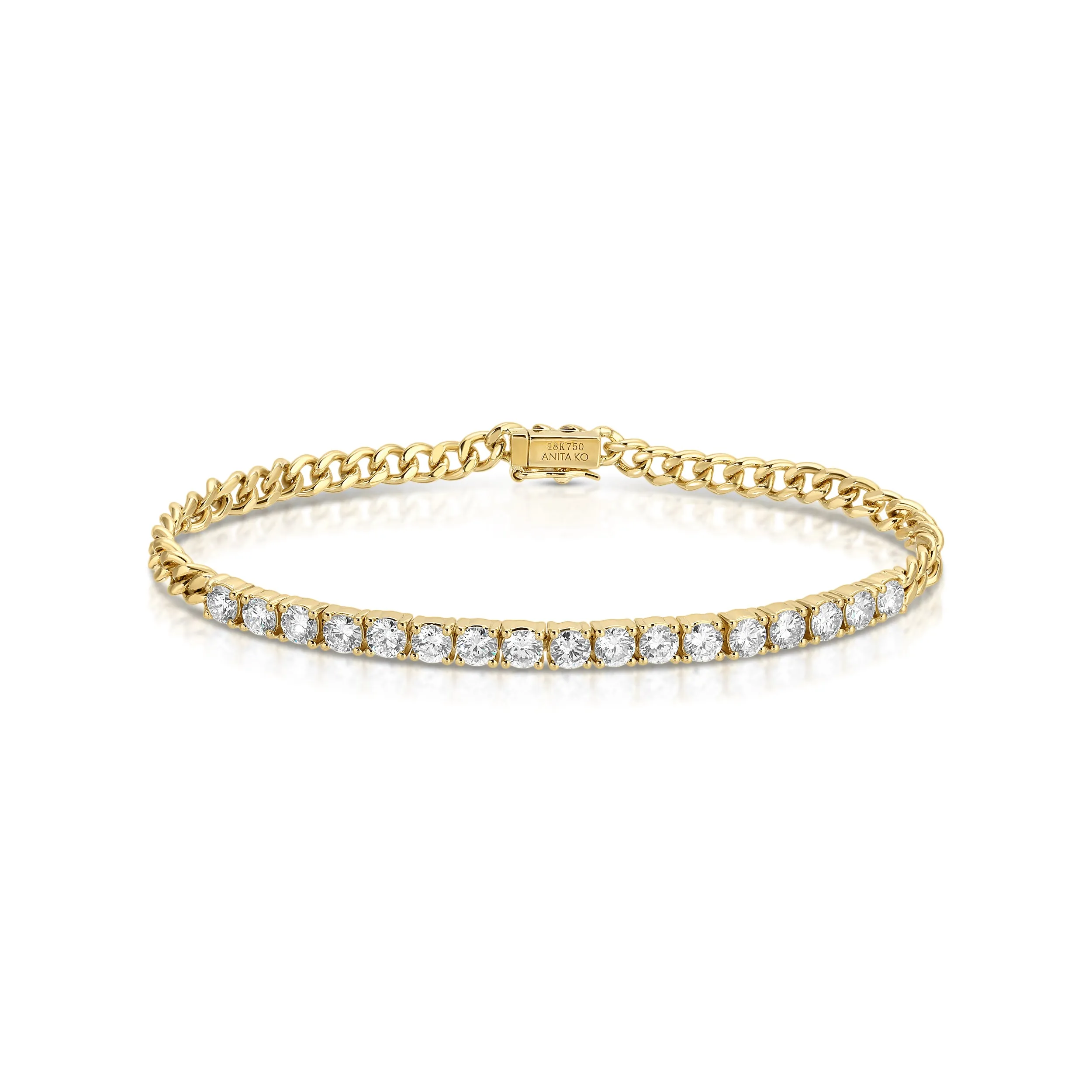 CUBAN LINK AND DIAMOND LINE BRACELET
