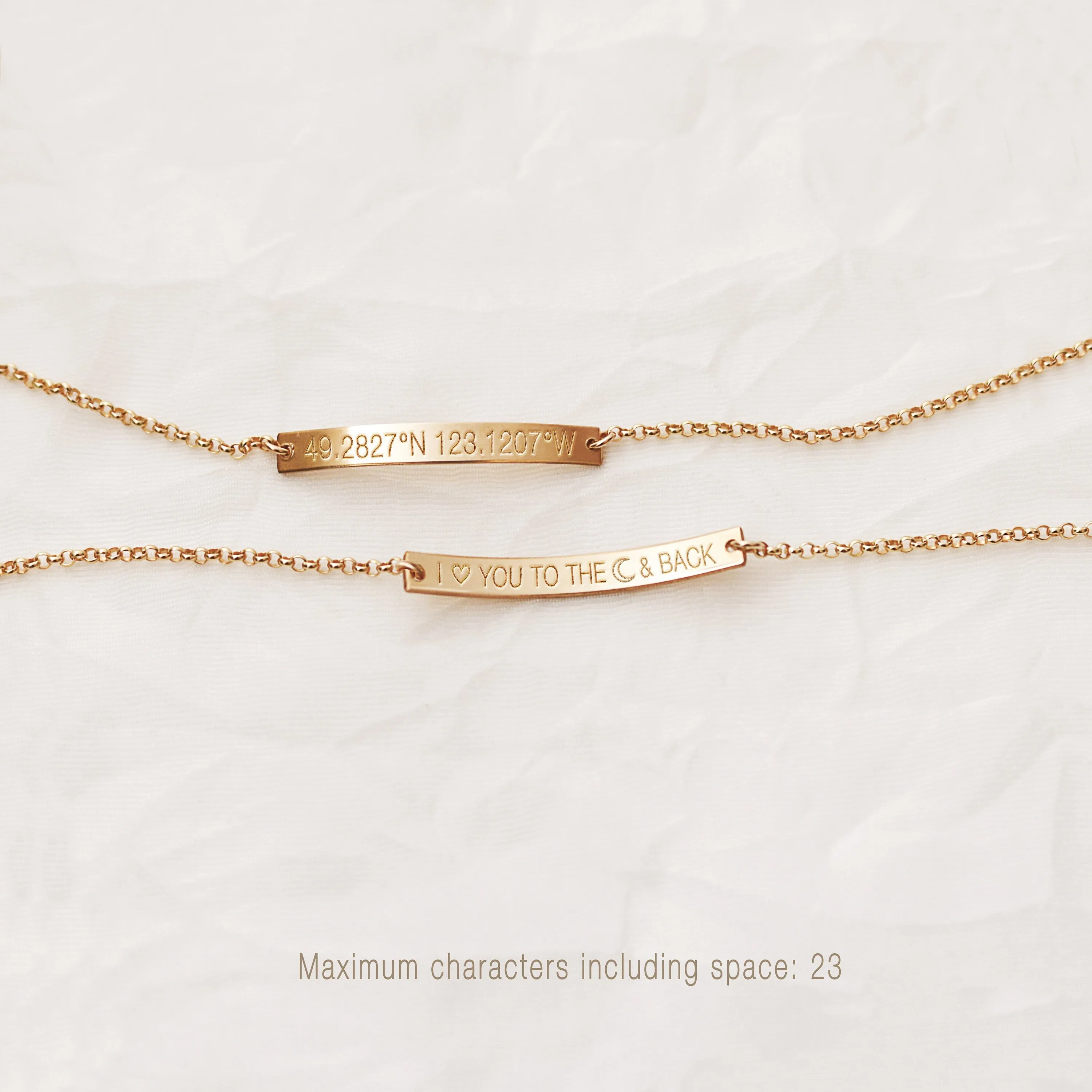 Dainty Coordinates Bar Bracelet, Latitude Longitude, Gps Location Bracelet, Coordinate Jewelry, Unisex, Gold Filled, Silver • BB35X4-01