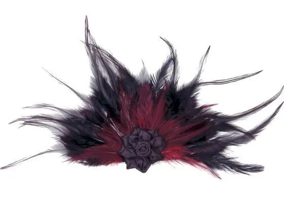 Feather Brooch with Rosette (One Burgundy Feather Brooch Left!)