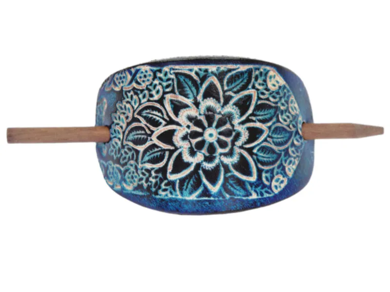 Floral Bloom Leather Hair Barrette