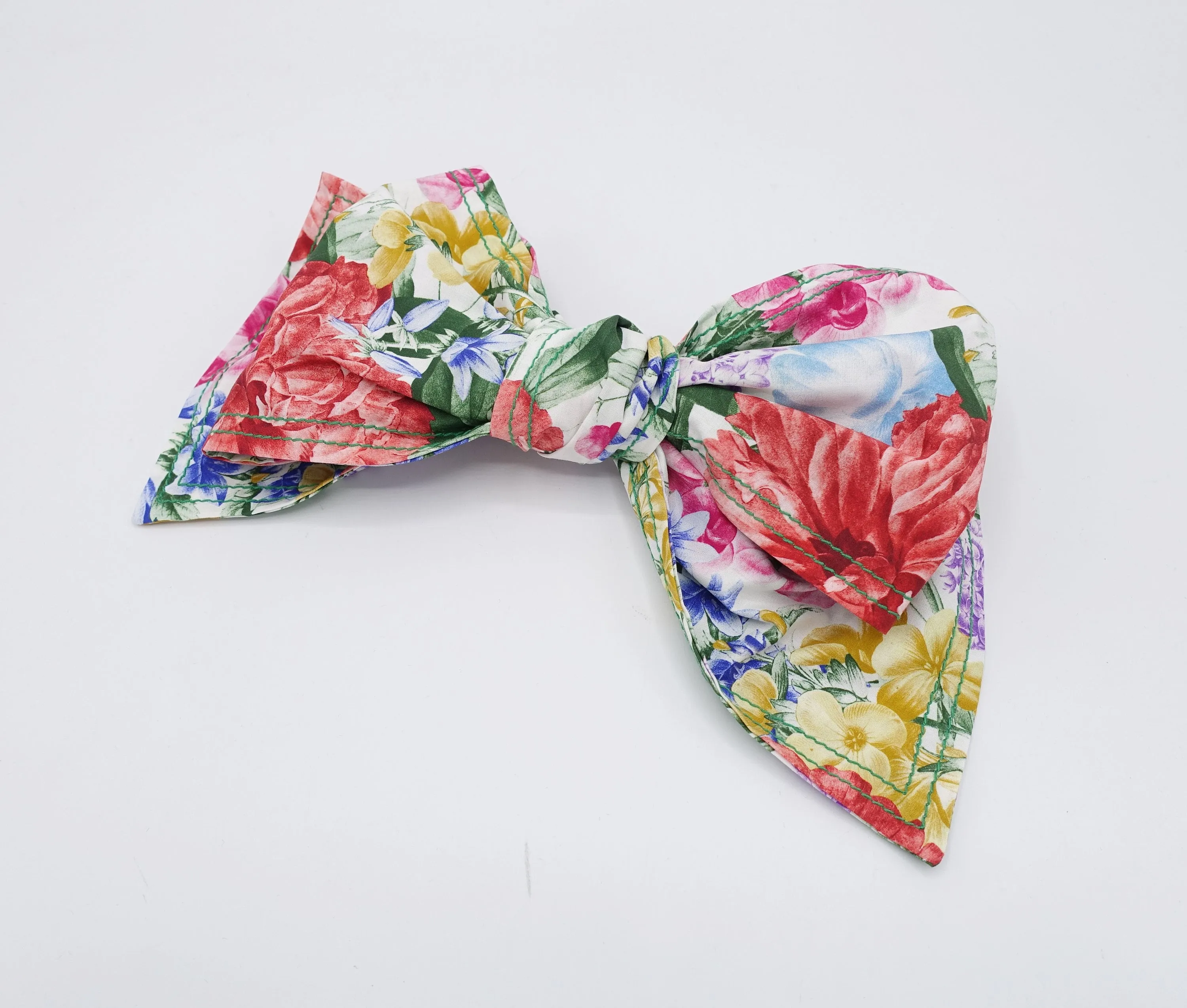 glam floral hair bow, large floral hair bow, floral hair bows for women