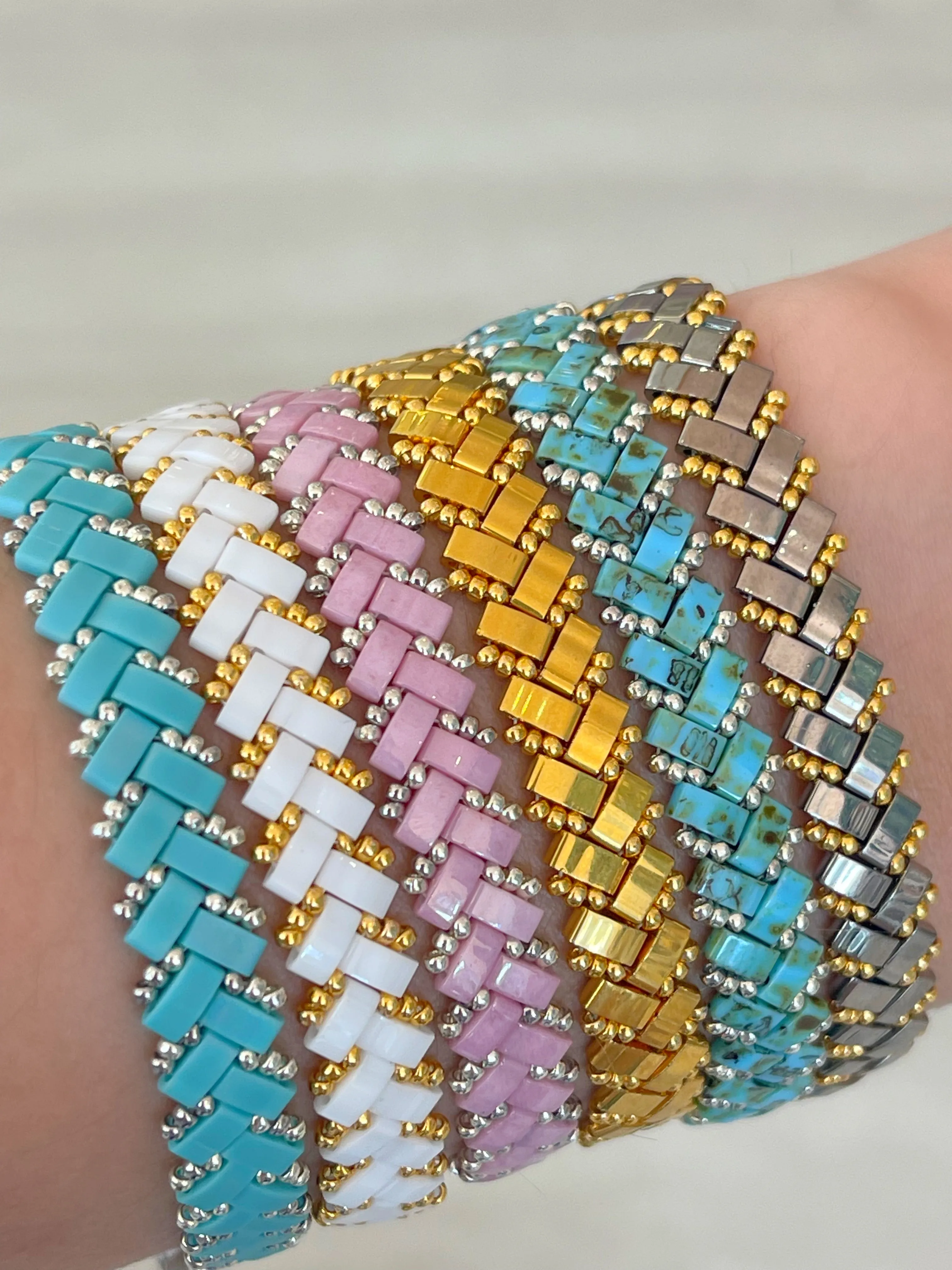 Grey & Gold Tila Rope Bracelet