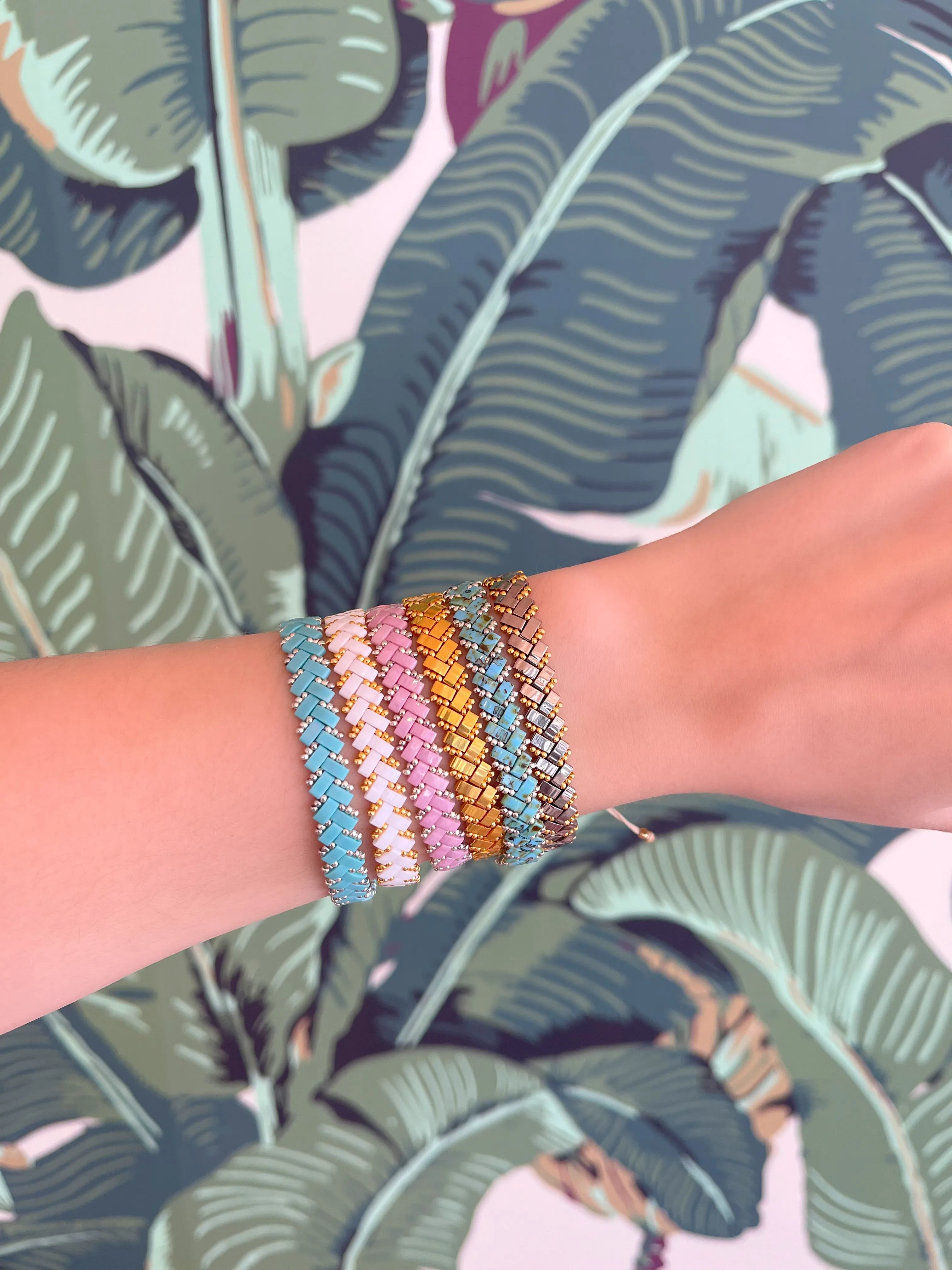 Grey & Gold Tila Rope Bracelet