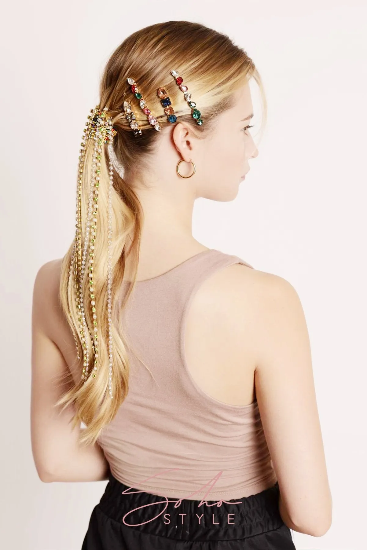 Multi-Colored Bejeweled Barrette