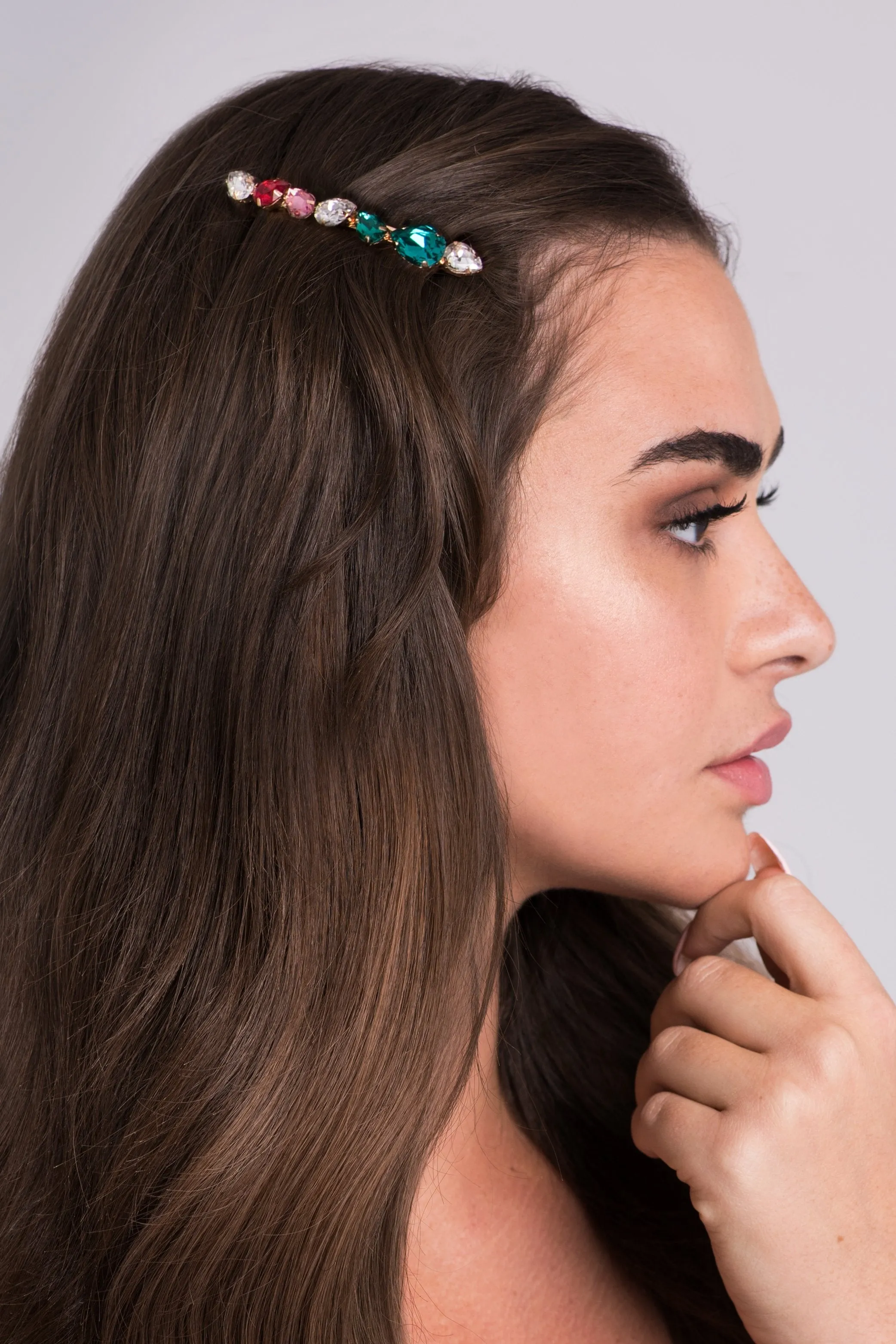 Multi-Colored Bejeweled Barrette