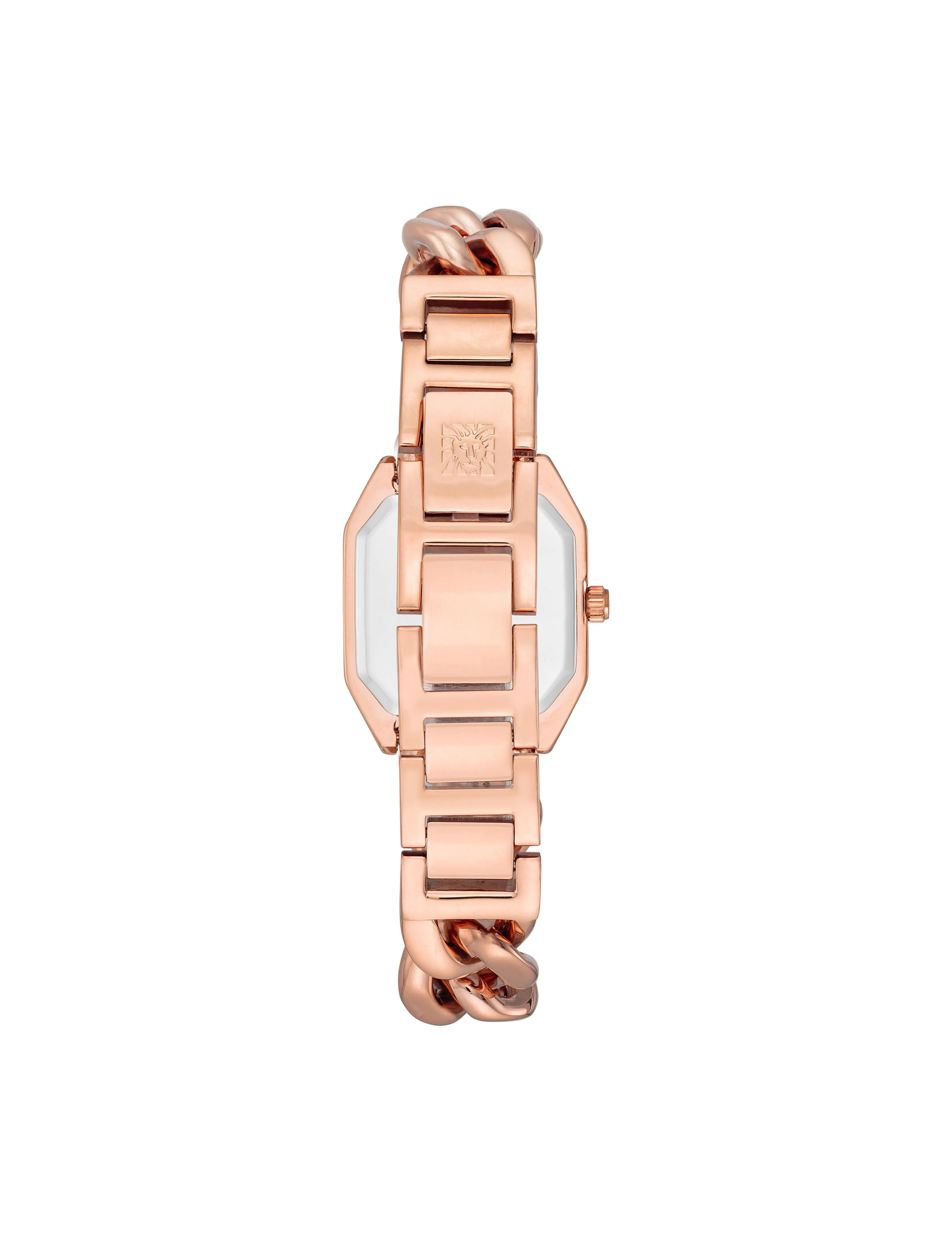 Octagonal Crystal Accented Chain Bracelet Watch