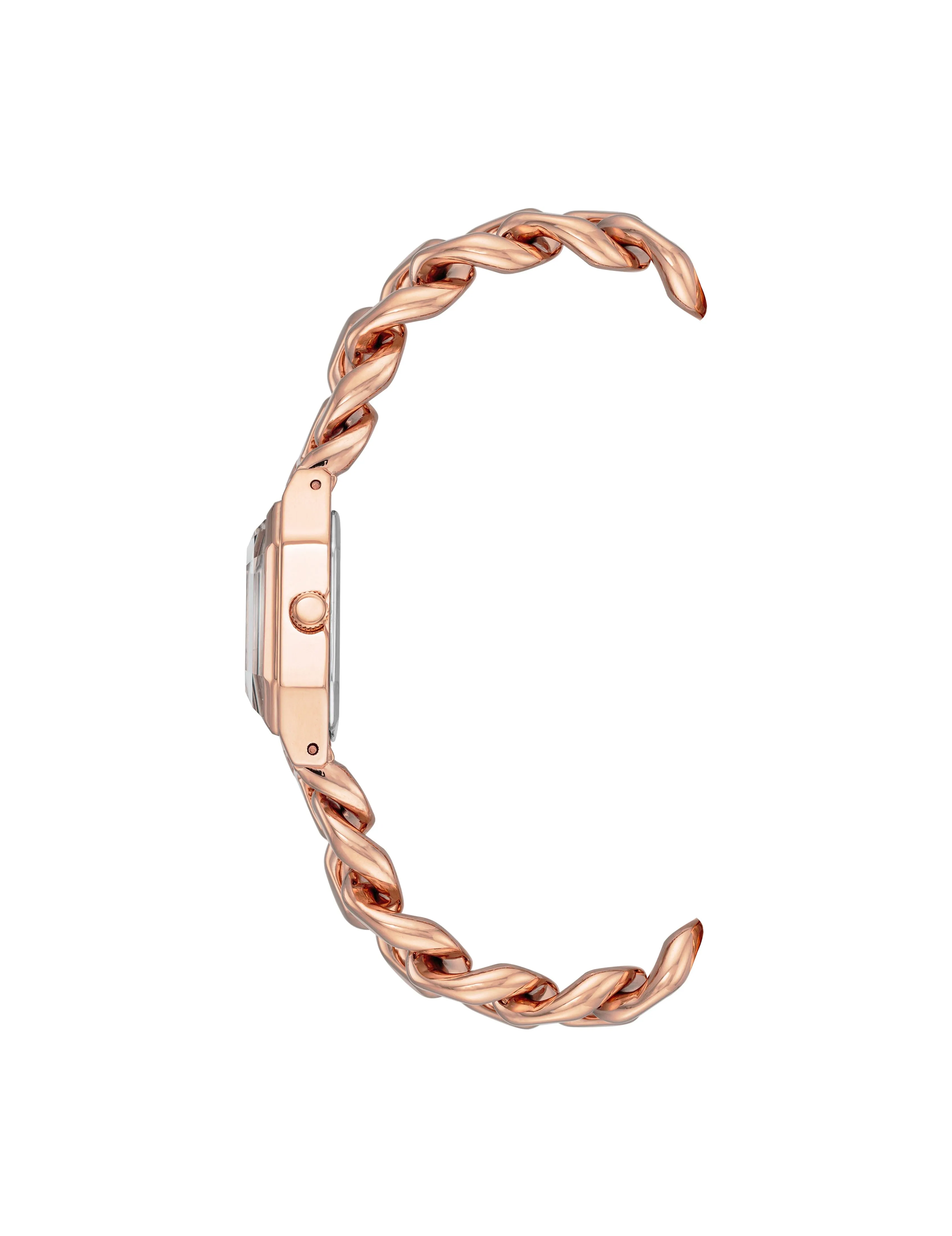 Octagonal Crystal Accented Chain Bracelet Watch