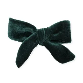 oh baby! School Girl Bow Velvet Medium Clip - Forest