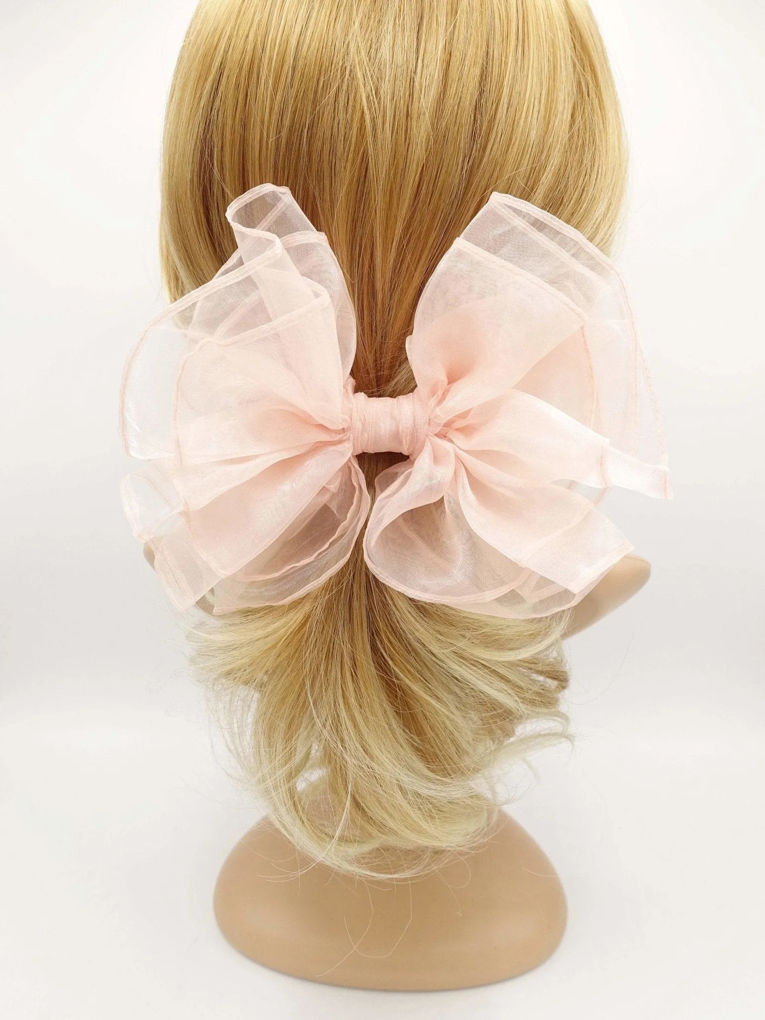 organza layered hair bow sheer fabric voluminous hair accessory for women