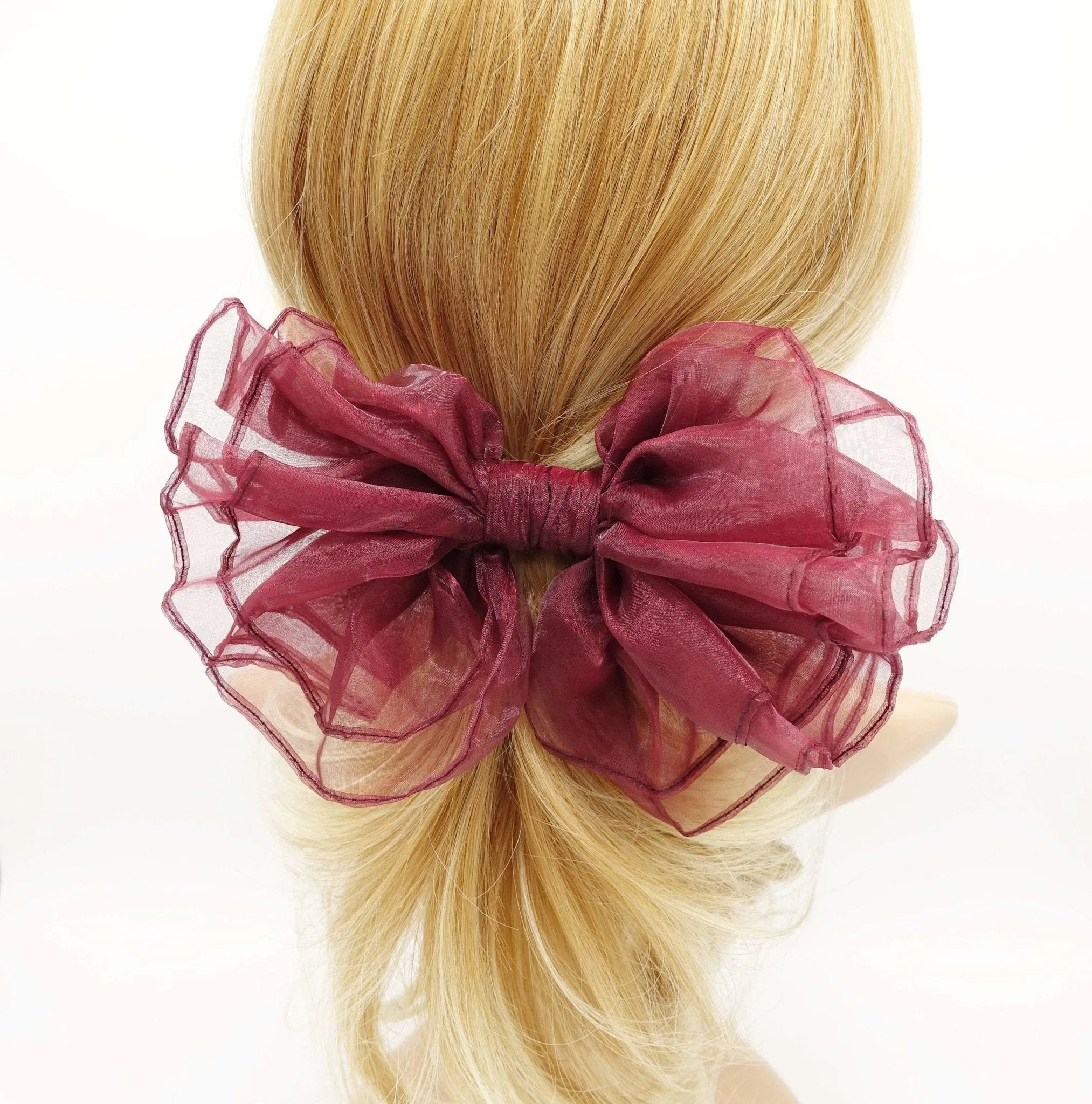 organza layered hair bow sheer fabric voluminous hair accessory for women
