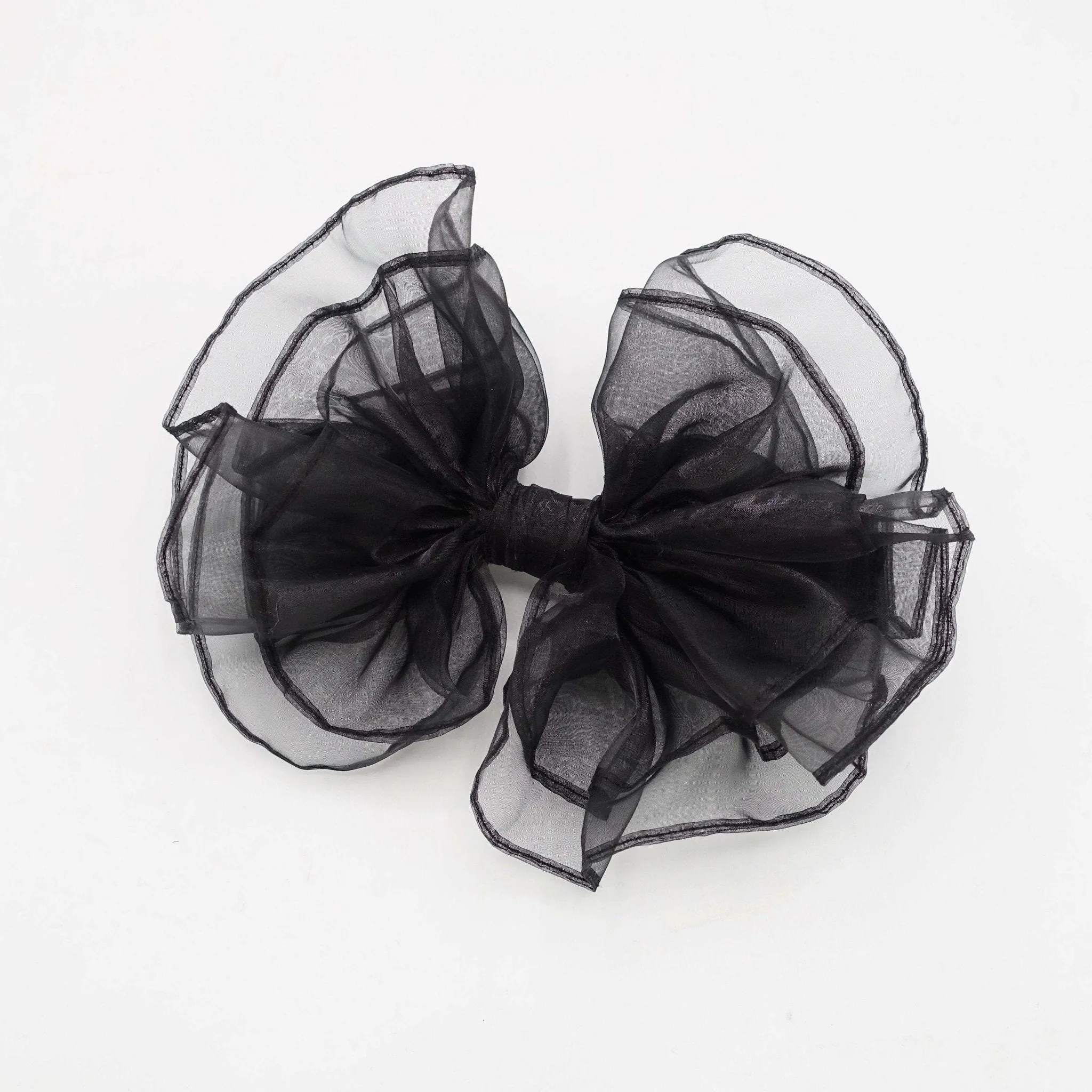 organza layered hair bow sheer fabric voluminous hair accessory for women