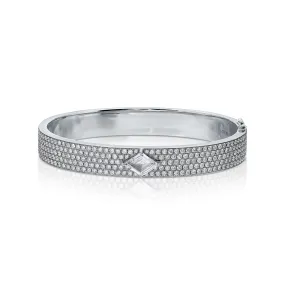 PAVE OVAL BRACELET WITH LOZENGE STEP-CUT DIAMOND