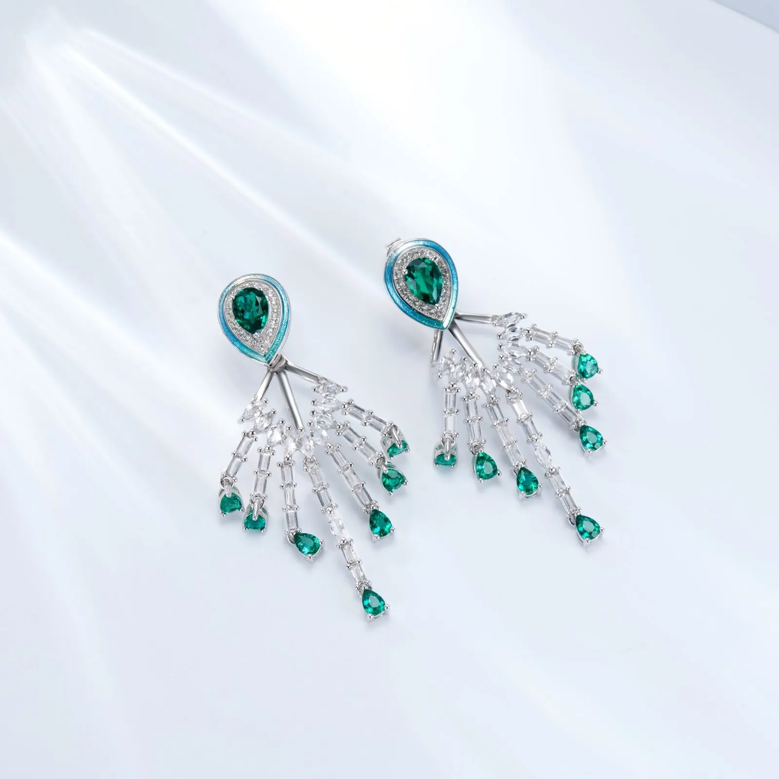 Phoenix Tail Enamel Drop Earrings