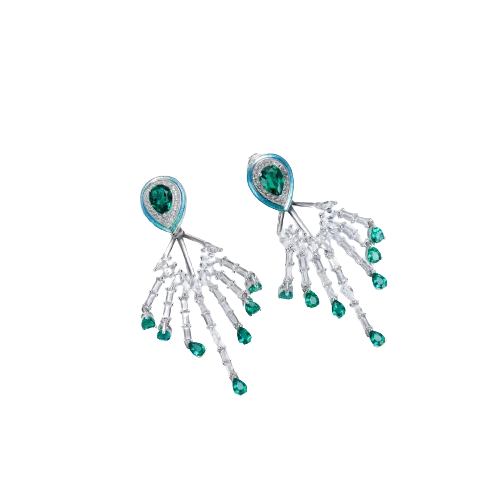 Phoenix Tail Enamel Drop Earrings