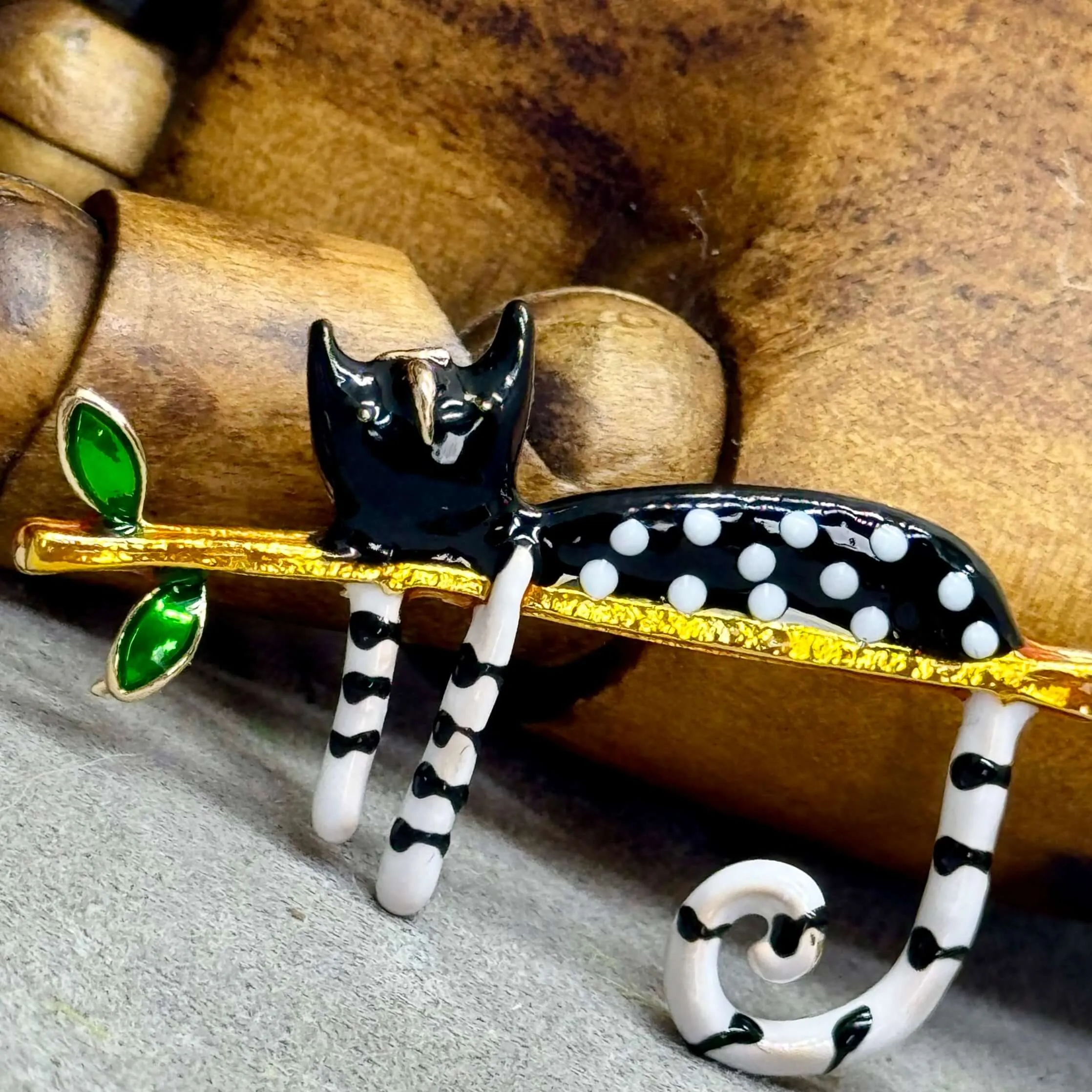 Recumbent Cat Enamel Fashion Jewellery Brooch
