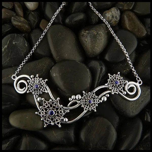 Sapphire Snowflake Bar Necklace