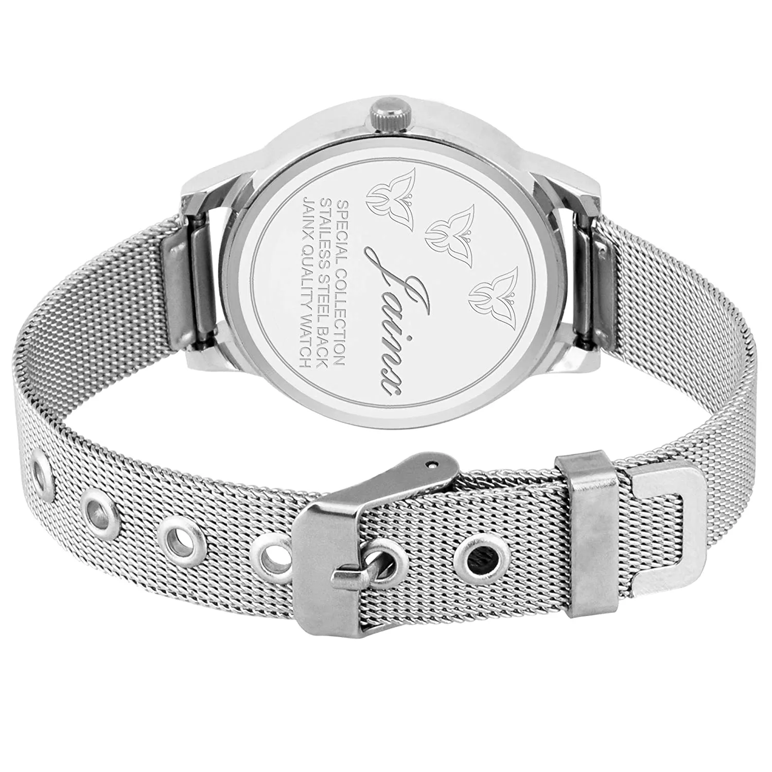 Silver Day & Date Function Steel Mesh Chain Analog Watch - For Women JW596