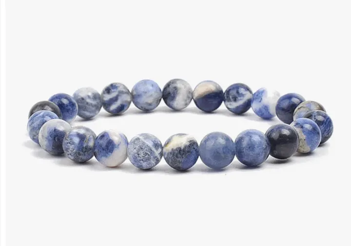 Sodalite stone, stretch cording, yoga, bracelet, jewelry.