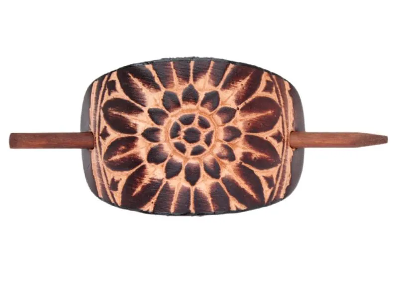 Sunflower Leather Hair Barrette