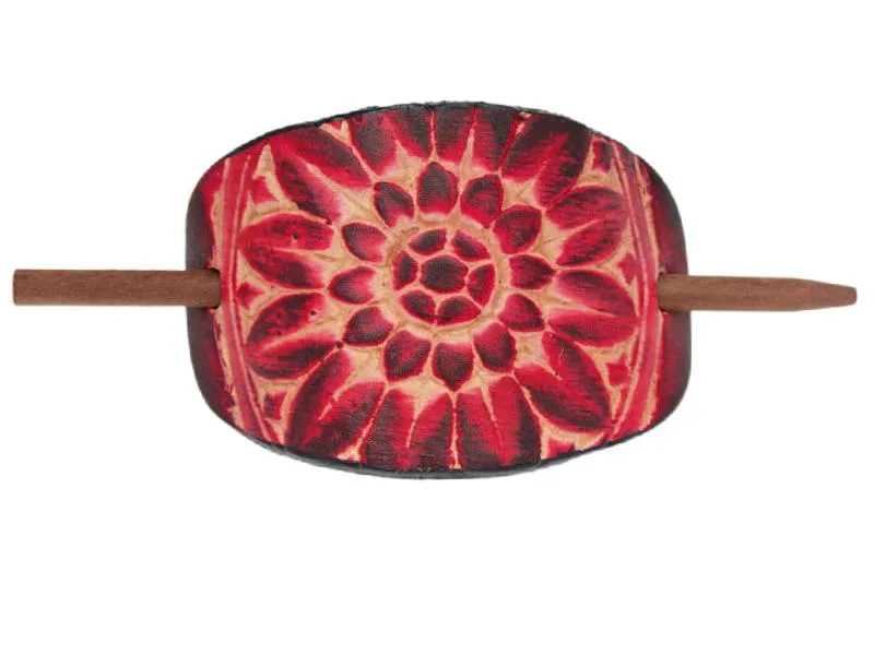 Sunflower Leather Hair Barrette