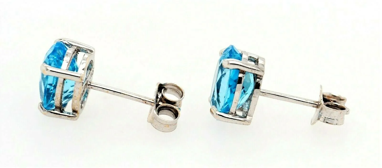 Topaz & 9ct White Gold Stud Earrings Pierced Ear Post & Butterfly Fine Jewellery