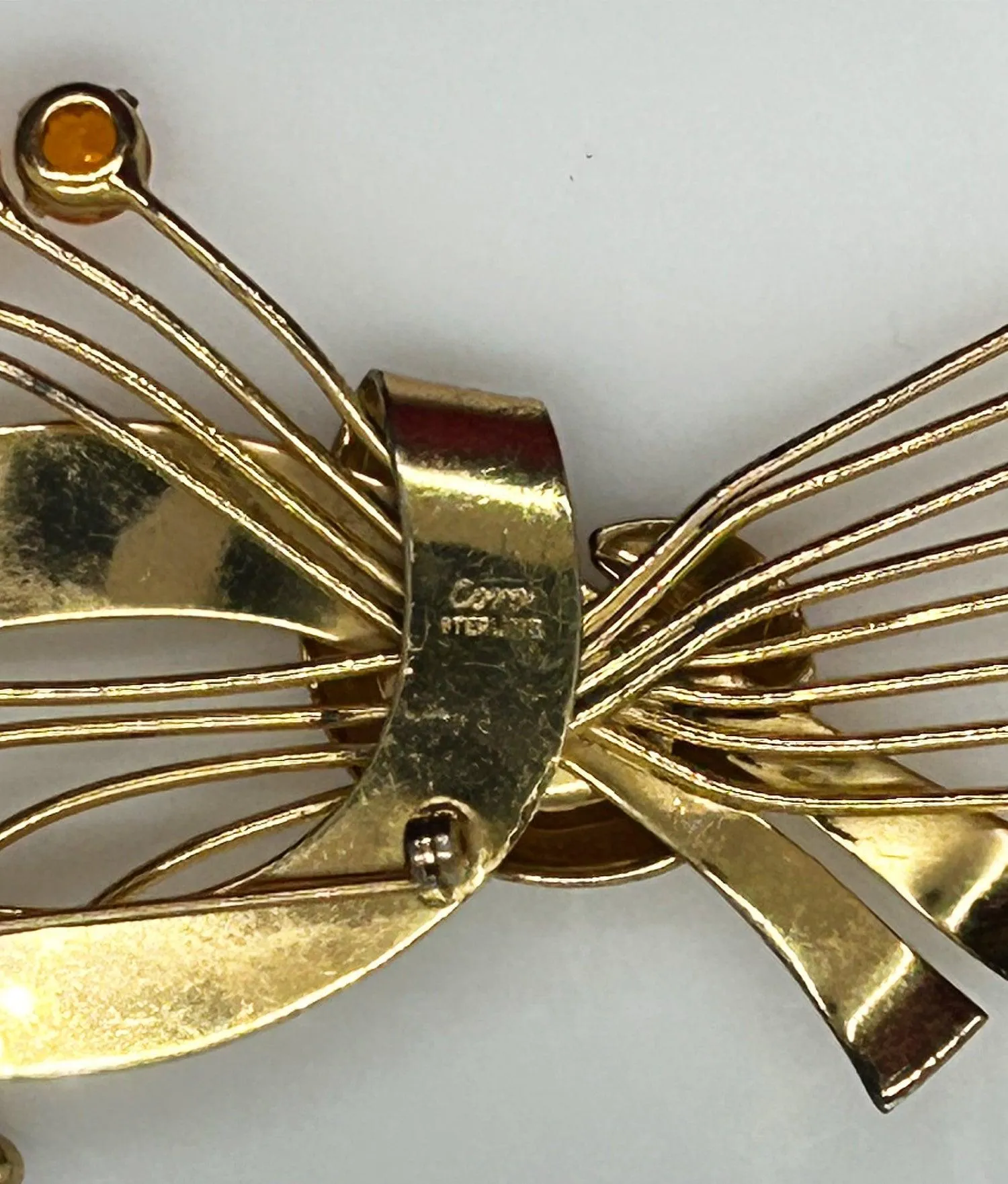 Vintage Coro Sterling Brooch with Golden Stones