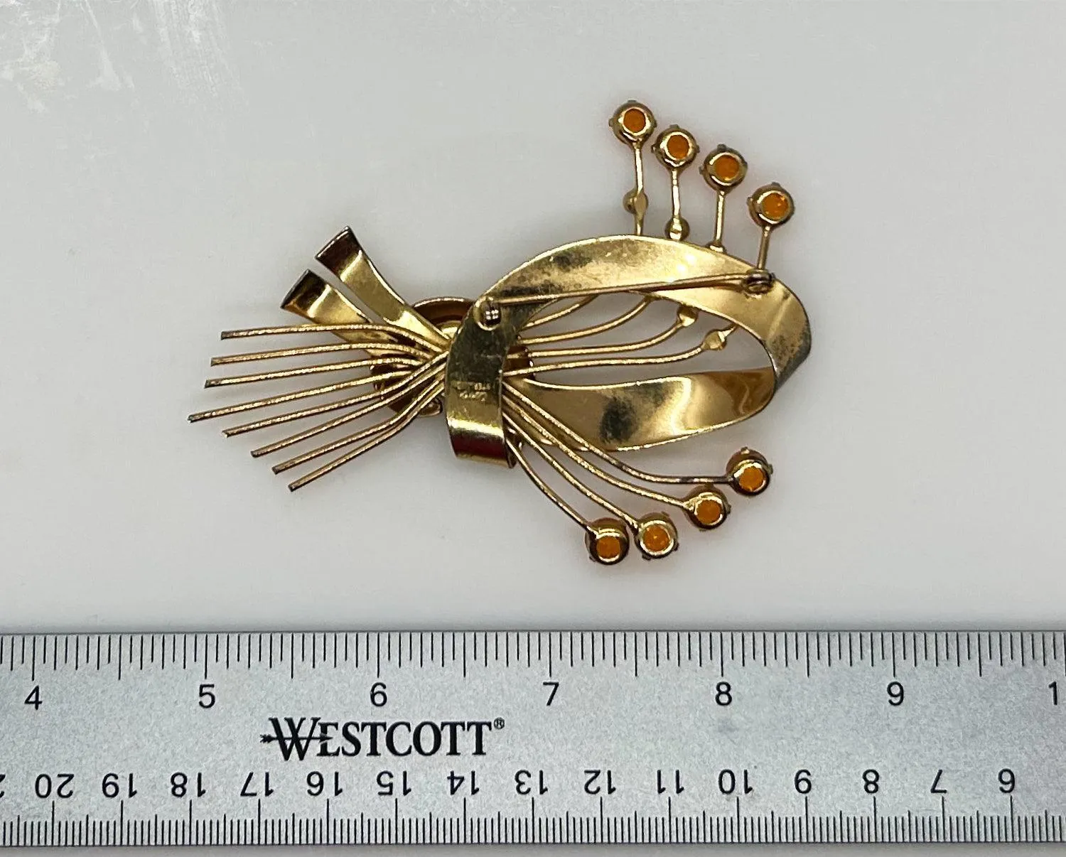 Vintage Coro Sterling Brooch with Golden Stones