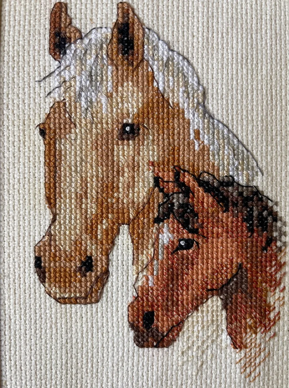 Vintage Framed Needlework Petit Point Horse 🐎 Head Portrait Equine Equestrian Horses
