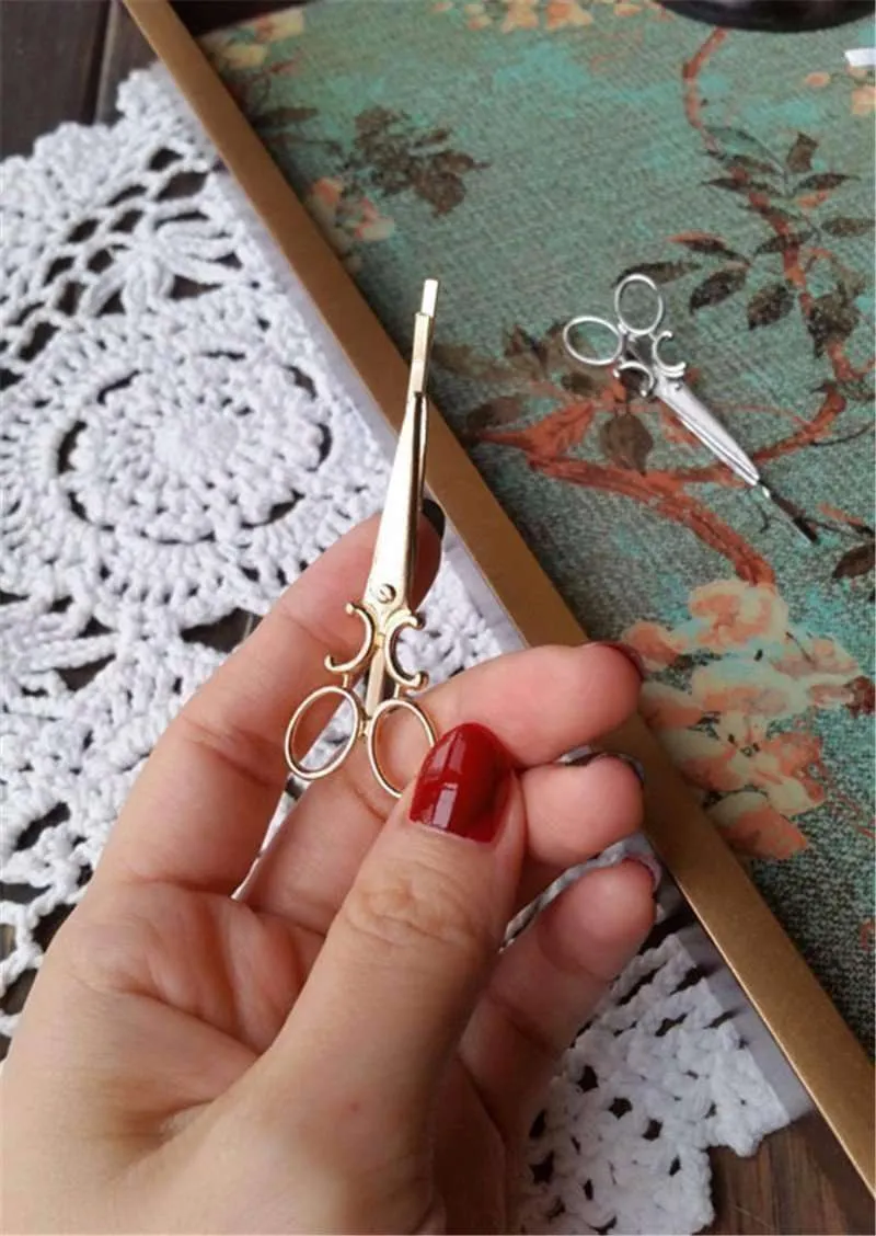 Vintage Victorian Scissors Hair Clip Barrette For Woman
