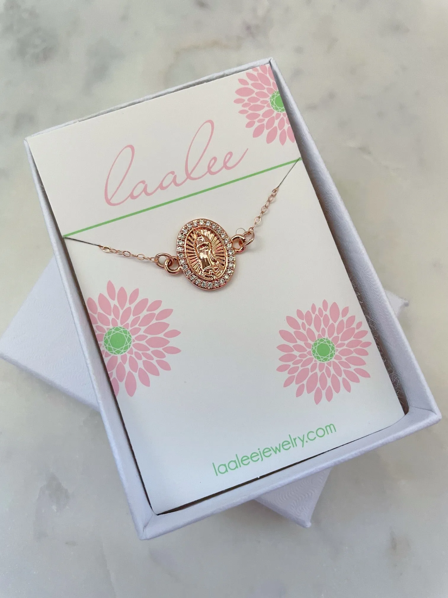 Virgin Mary CZ Pendant Bracelet