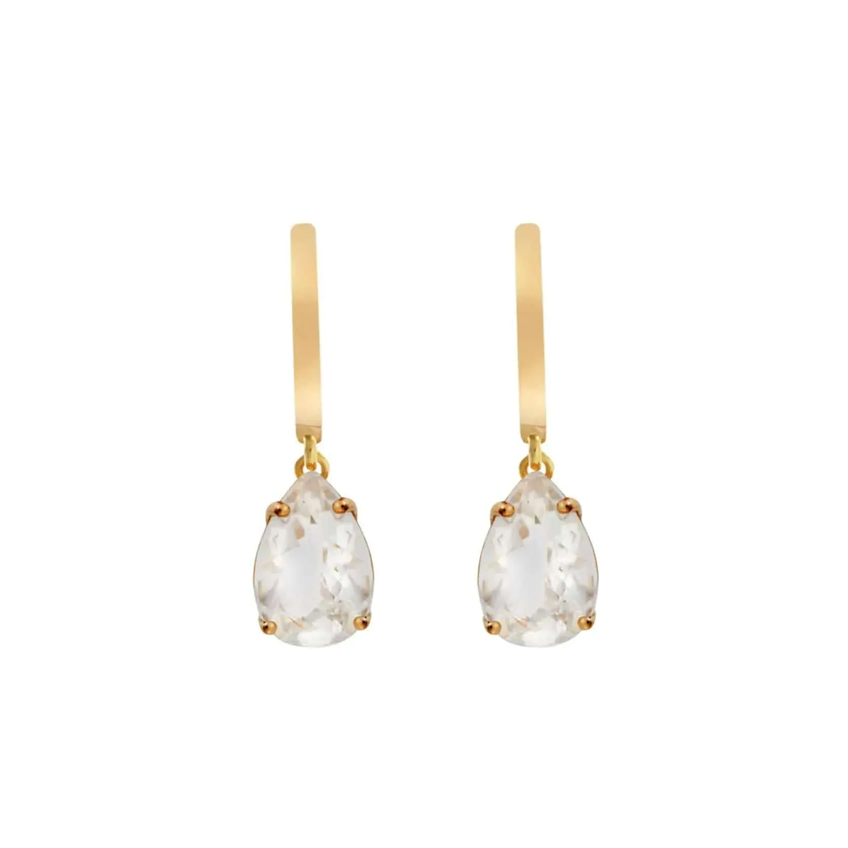 White Topaz Pear Drop Hoops YP
