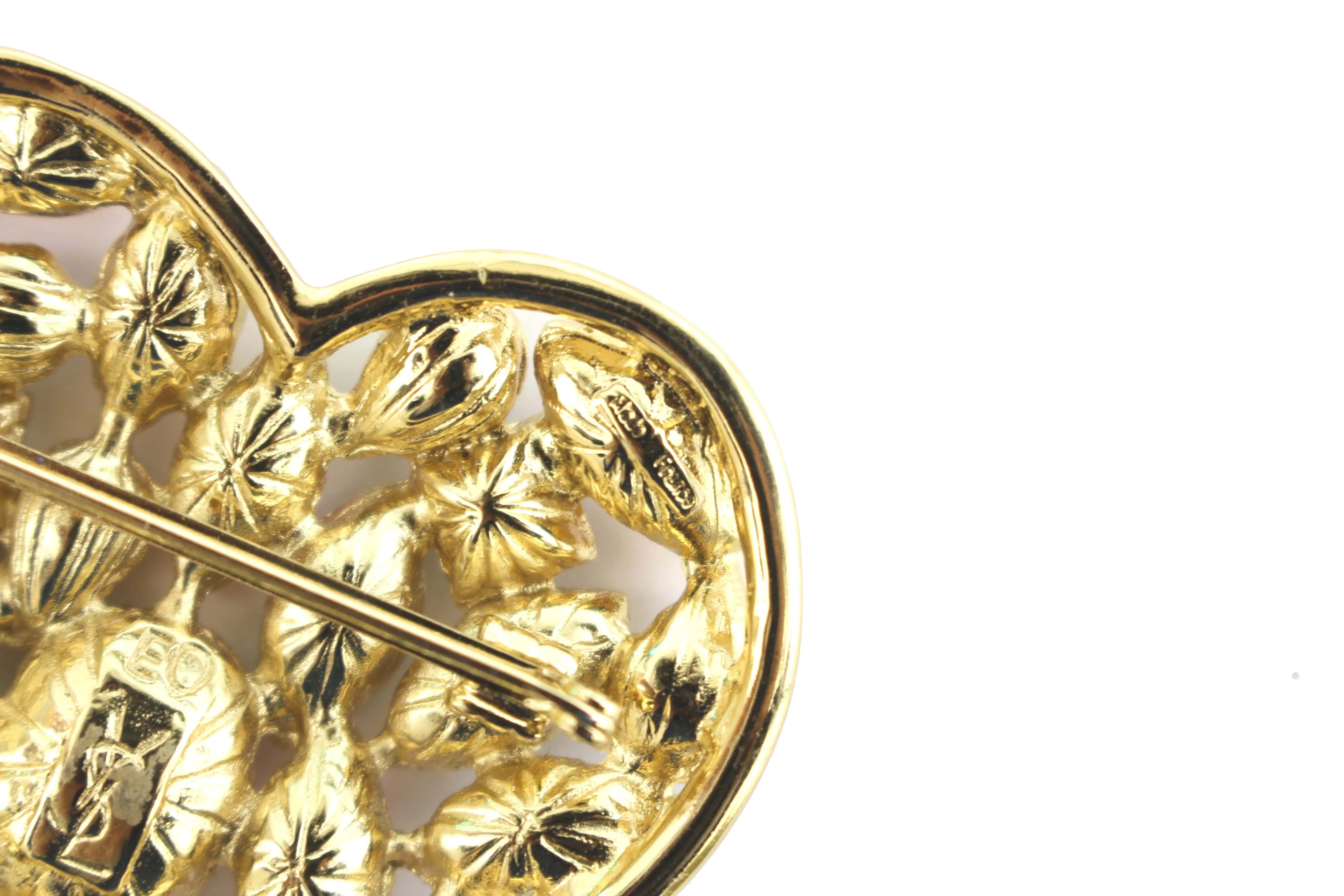 YVES SAINT LAURENT multicolor heart brooch
